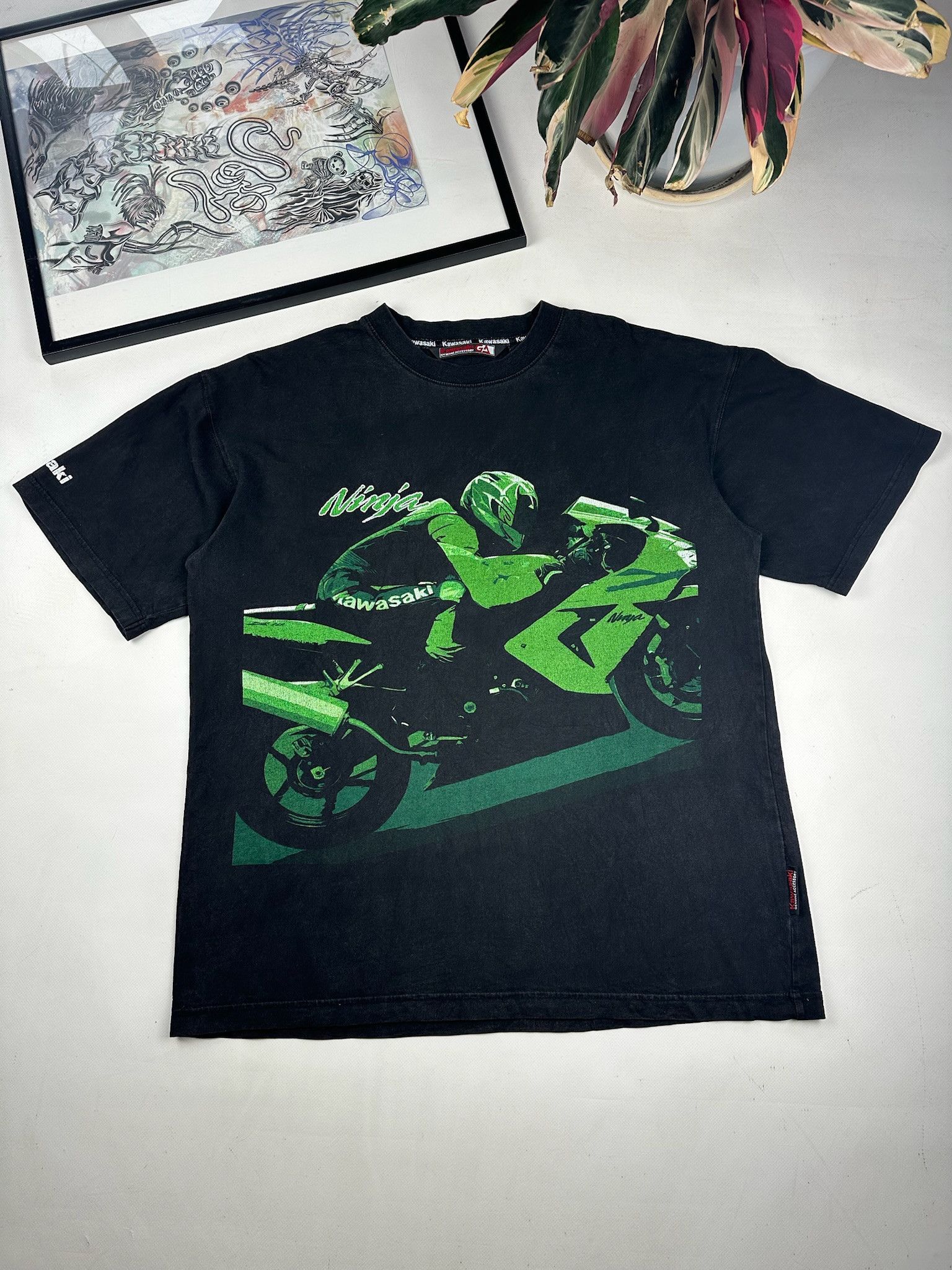 Kawasaki Vintage 90s Racing Moto Tee Tour Team Speed Rare