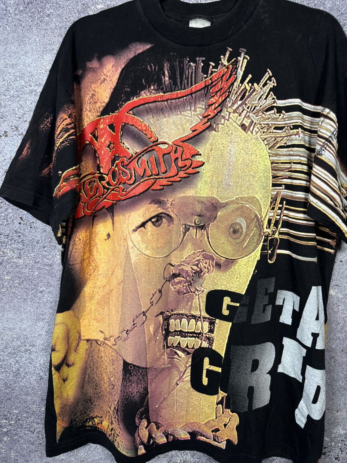 Band Tees × Vintage 90’s Aerosmith 1993 Get a Grip AOP Print Rare Tee Size US XL / EU 56 / 4 - 5 Thumbnail