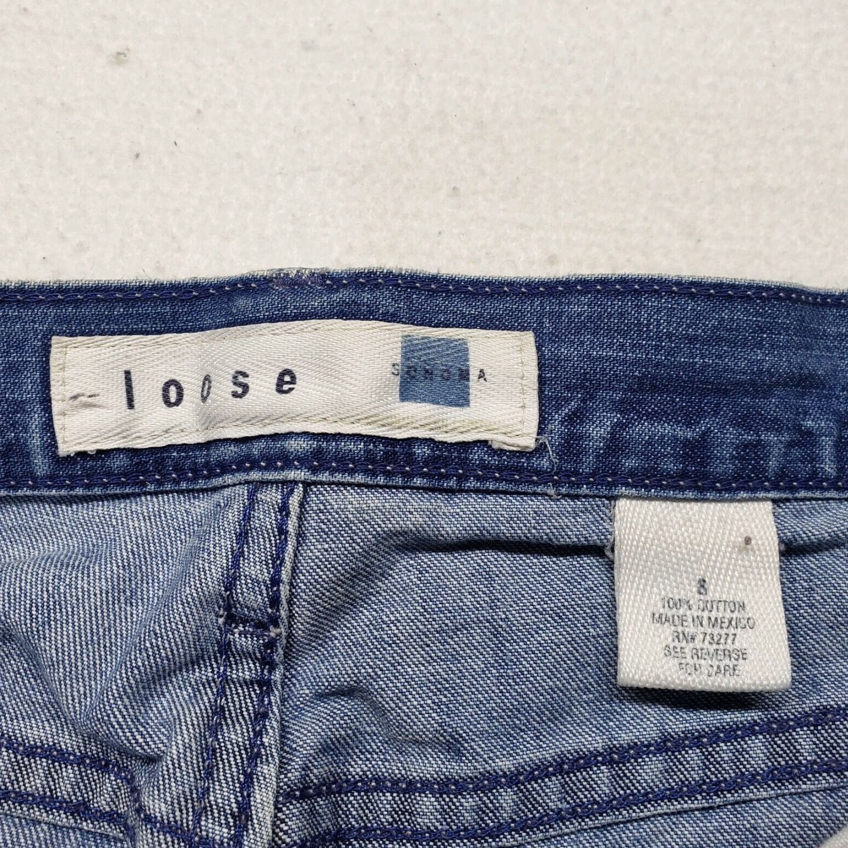 Denime SONOMA Jeans Denim Loose Mid-Rise Blue 8 Women Adult Regular Stretch Pants - Medium Wash Size 30" / US 8 / IT 44 - 4 Thumbnail