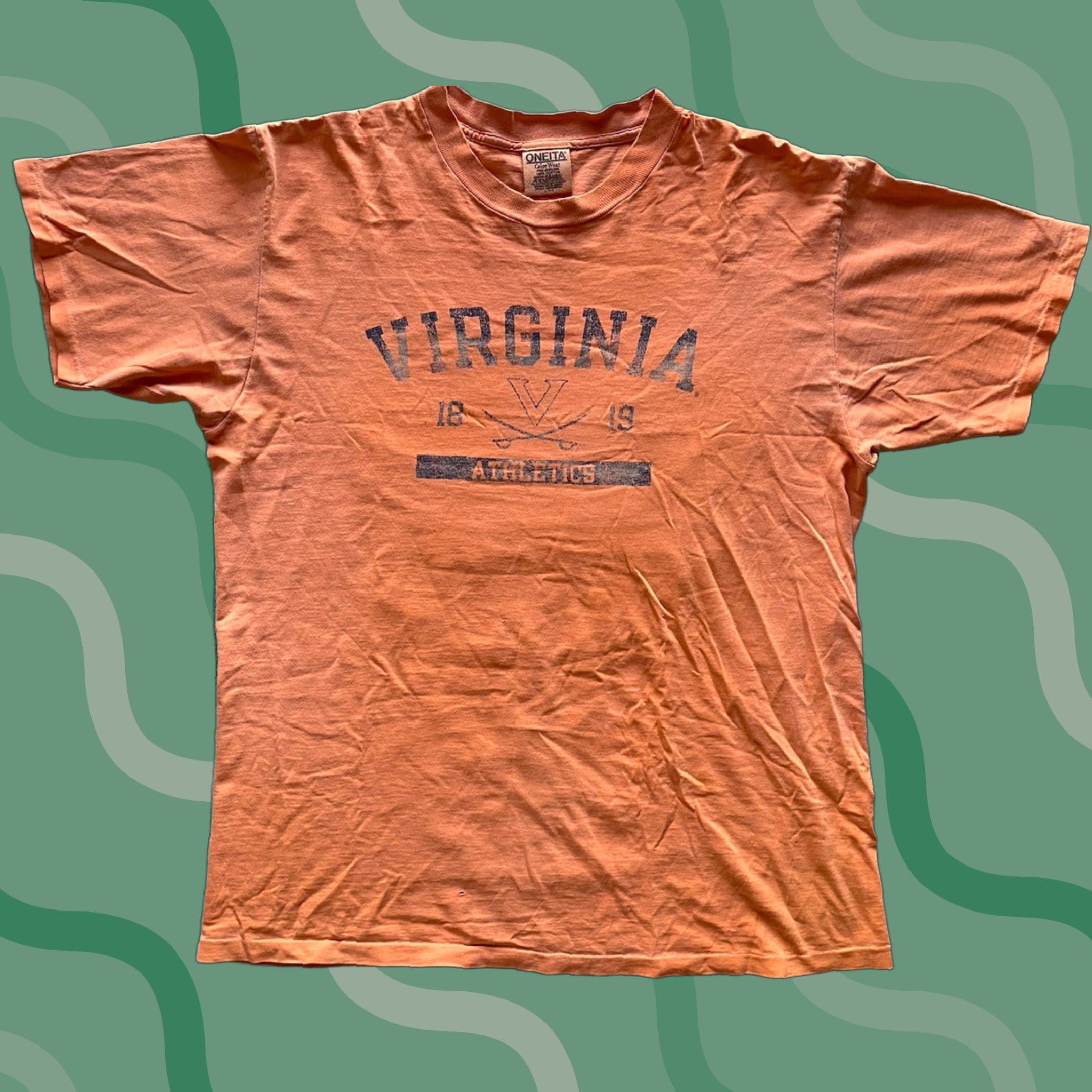 Vintage VINTAGE Oneita T-Shirt Men’s L Orange Virginia Athletics Damaged Single Stitch Shirt Mens Orange Virginia Athletics Damaged Size US L / EU 52-54 / 3 - 1 Thumbnail