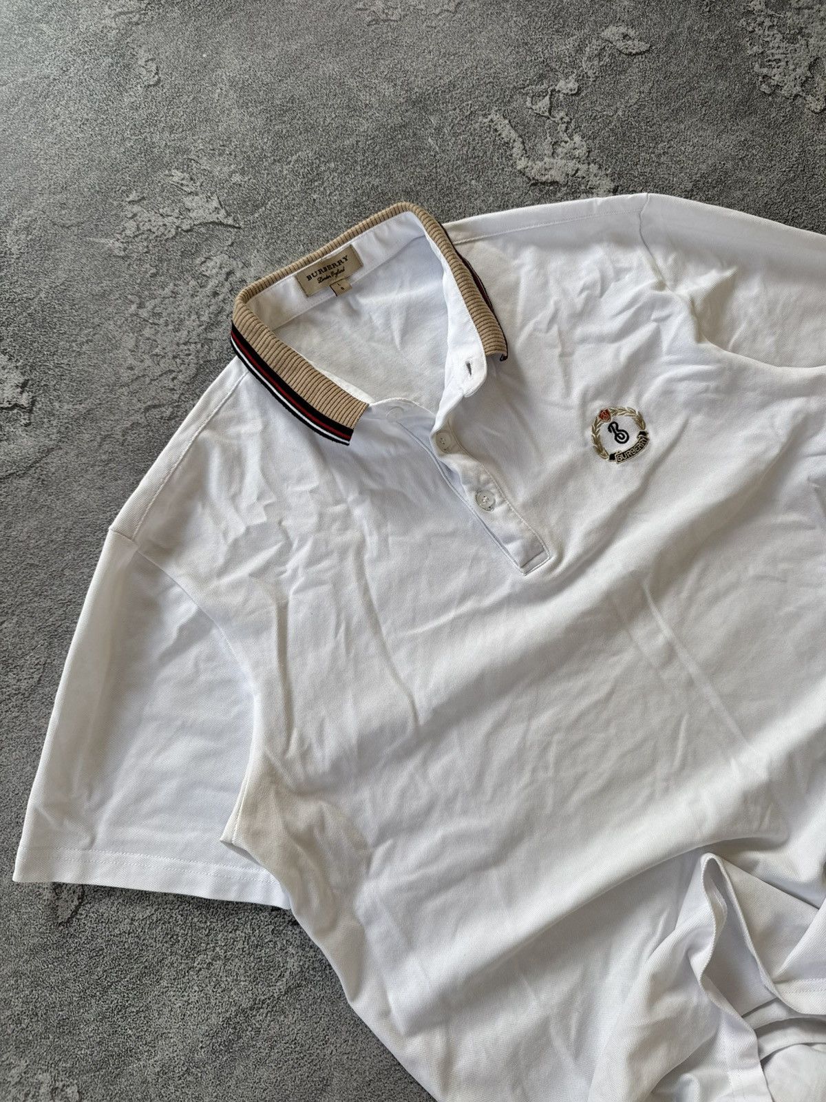 Burberry × Designer Burberry L white polo tee T-shirt old money Size US L / EU 52-54 / 3 - 2 Thumbnail