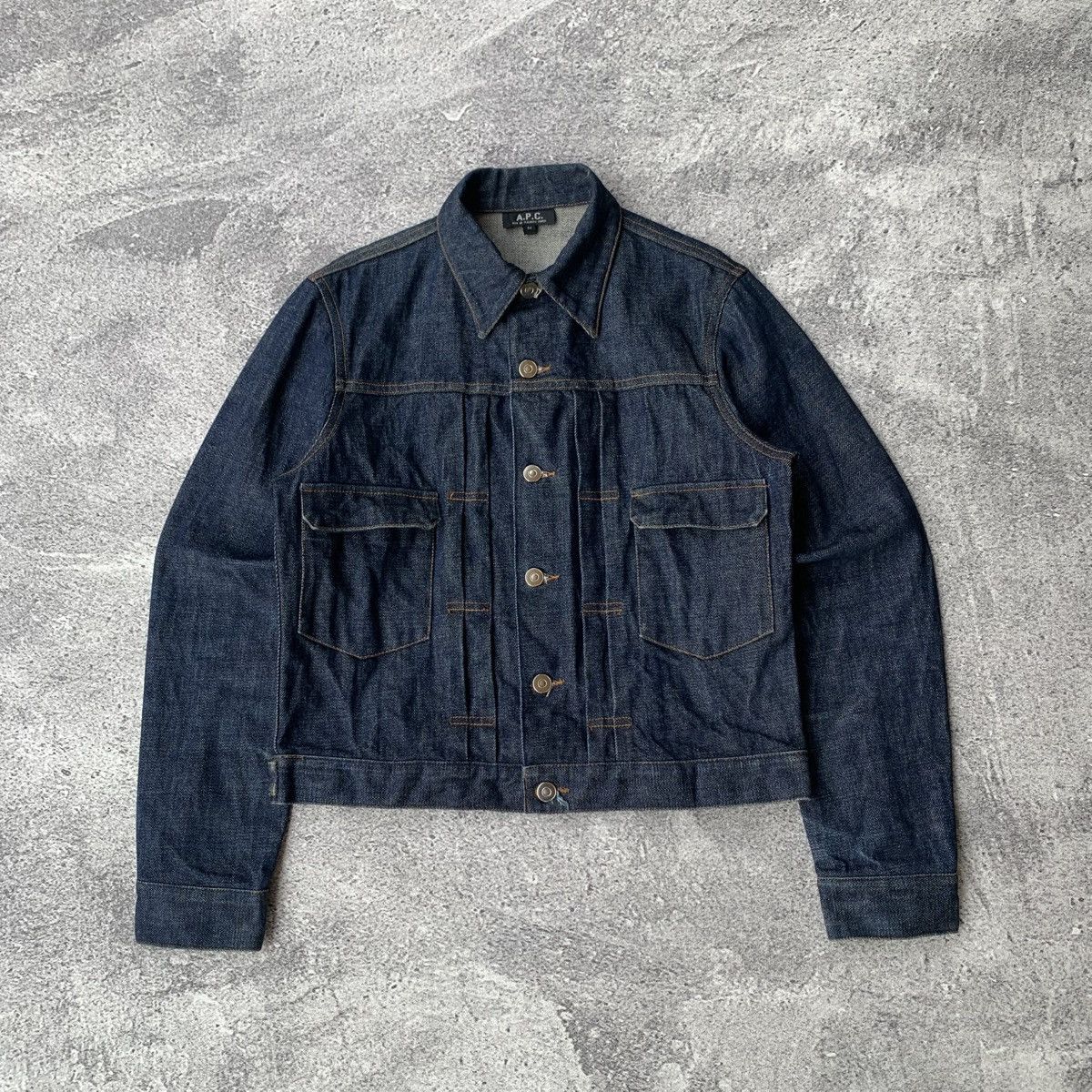 APC Japanese Selvedge Denim newest Type II 2 Trucker Smoke Pattern Jacket Small