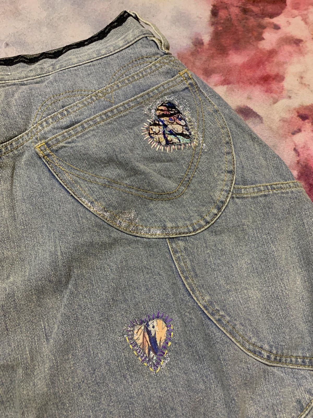 Tsumori Chisato Tsumori Chisato Short Washed Denim ‘Love’ Custom Art Size 29" - 12 Thumbnail
