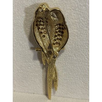 The Unbranded Brand Gold Tone Double Parrot Pin Blue Rhinestone Love Birds Tropi Size ONE SIZE - 4 Thumbnail