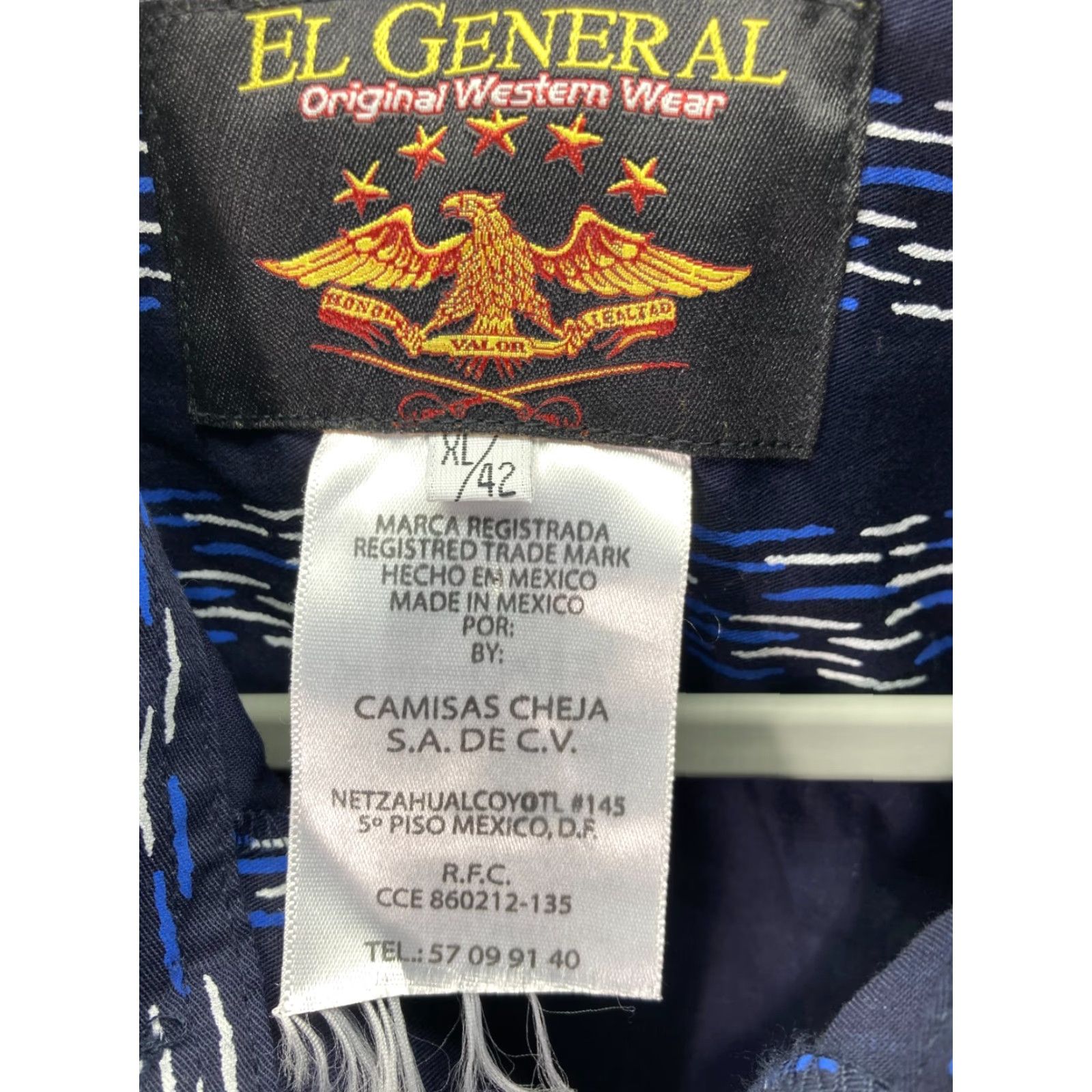 Vintage VINTAGE El General Western Button Up Shirt Mens XL Navy Linked Dash Stripe 3/4 Sleeve Size US XL / EU 56 / 4 - 7 Thumbnail