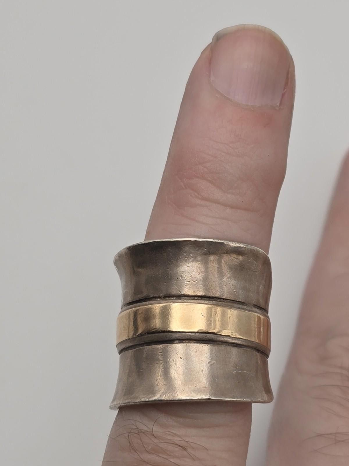 The Unbranded Brand Vintage Israel Sterling Silver 925 10k Gold Modernist Ring 7 Size ONE SIZE - 4 Thumbnail
