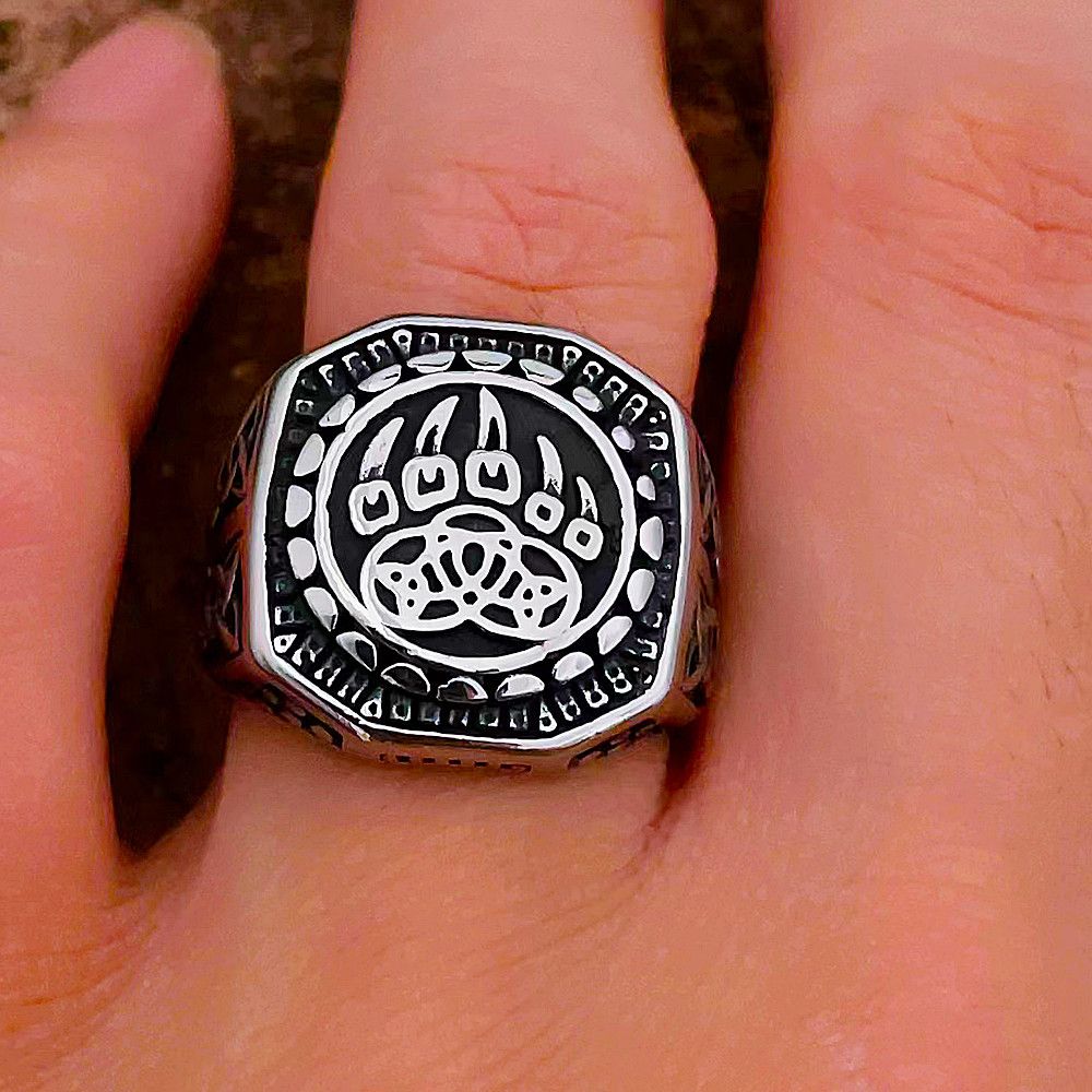 Vintage SIZE 10 Viking Bear Claw RStainless Steel Odin Celtic Ring Size ONE SIZE - 3 Thumbnail