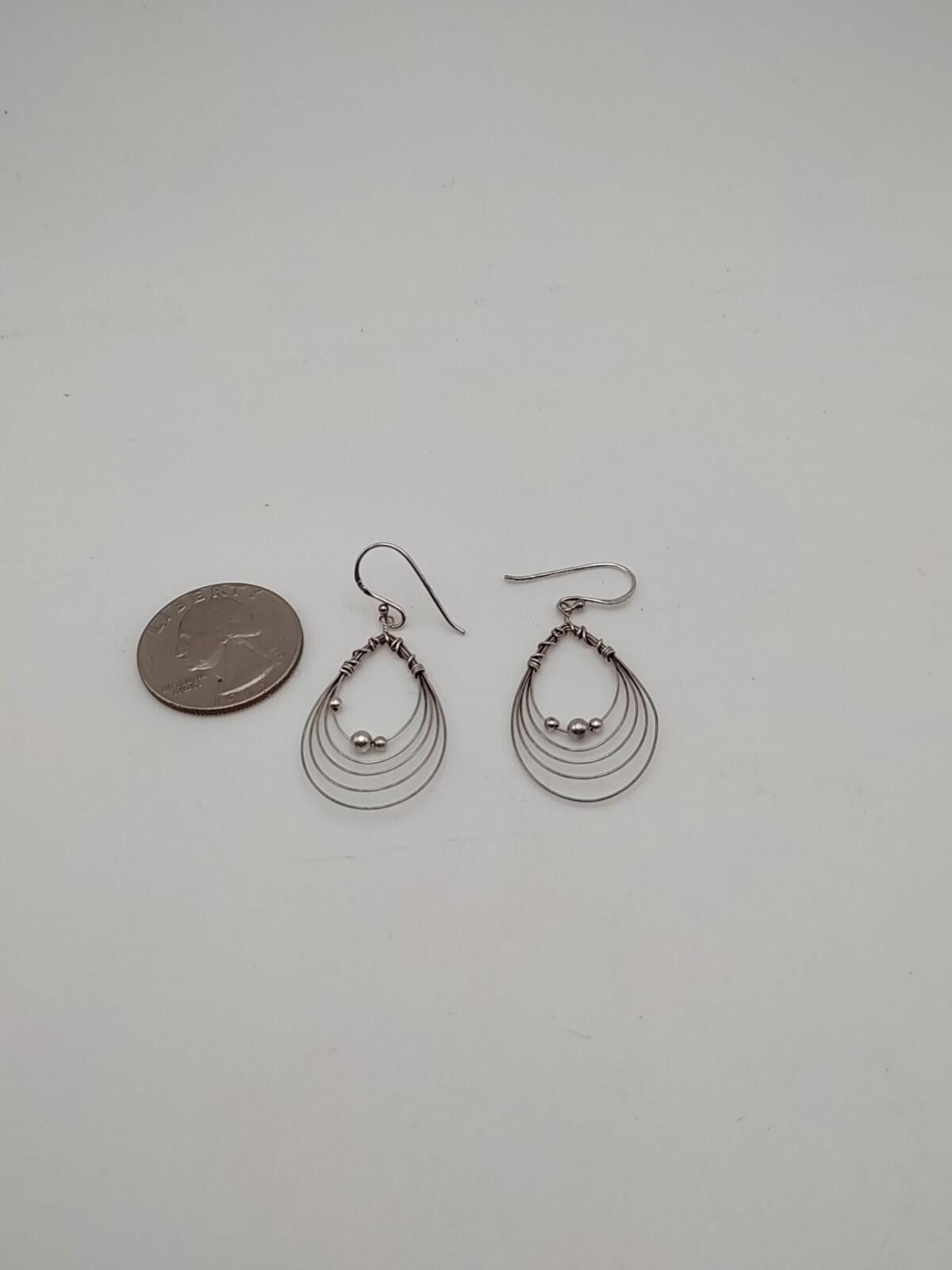 The Unbranded Brand Sterling Silver Wire Wrap Bead Teardrop Earrings 925 Size ONE SIZE - 3 Thumbnail