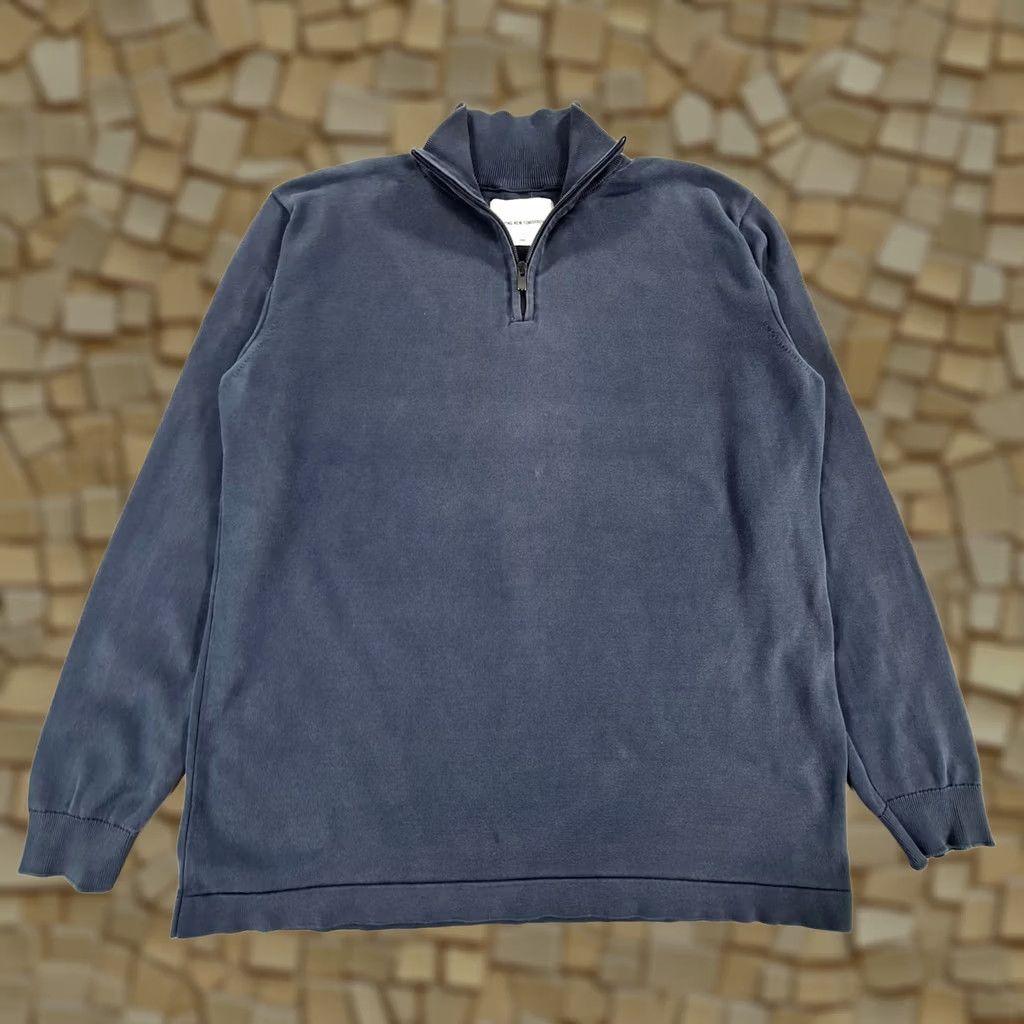 Vintage Shaping New Tomorrow Mens Jumper Blue Large Half Zip Cotton Pullover Size US L / EU 52-54 / 3 - 1 Thumbnail