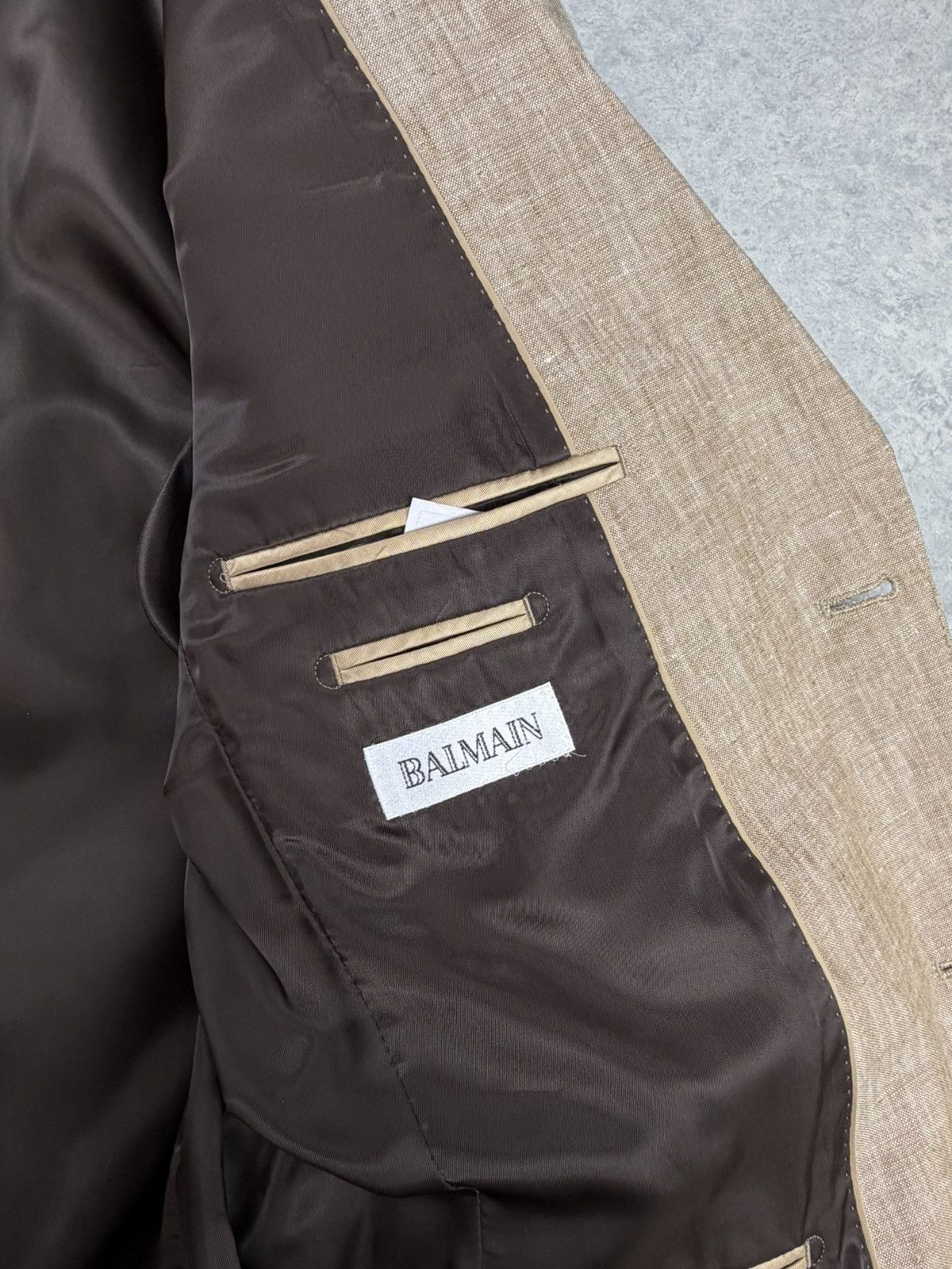 Balmain Balmain Paris Linen Blazer Beige Mens Tailored Jacket EU 46 Size 38R - 8 Thumbnail