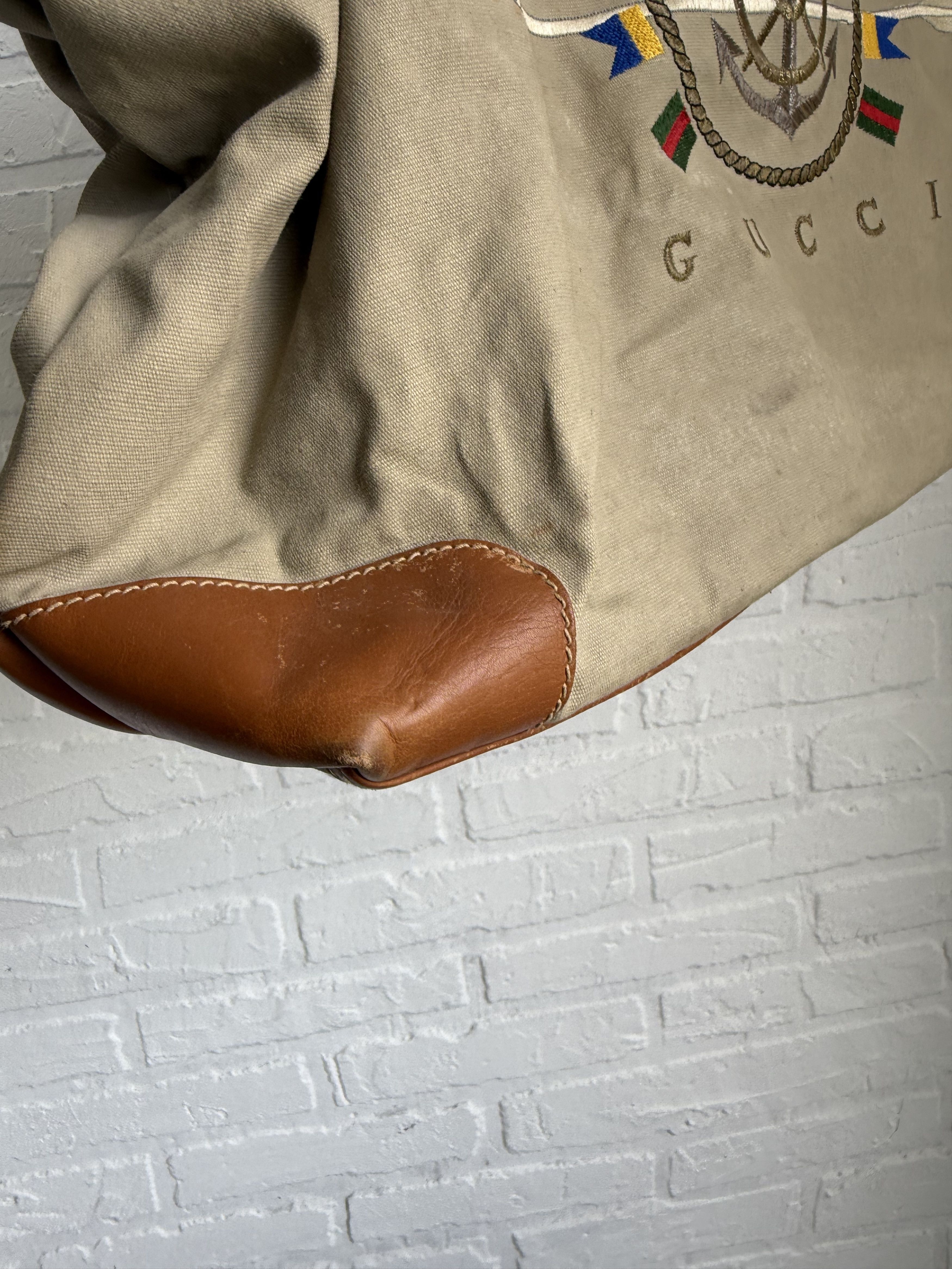 Gucci Vintage 80s Gucci canvas leather tote bag Sail Nautical Size ONE SIZE - 11 Thumbnail