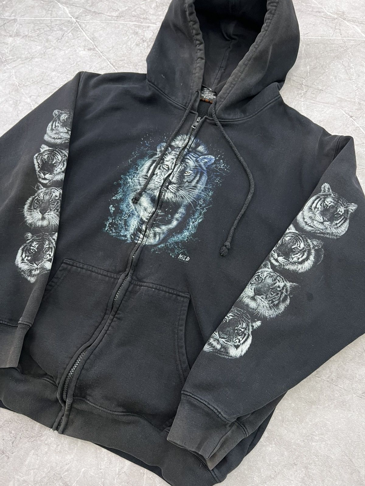 Harley Davidson × Japanese Brand Tiger Vintage Y2K Harley Davidson Sun faded Hoodie Flame Size US L / EU 52-54 / 3 - 2 Thumbnail