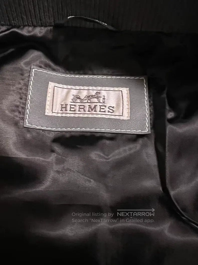 Hermes Hermes Men's Runway Grey-Green Baseball Collar Leather Jac Size US M / EU 48-50 / 2 - 6 Thumbnail