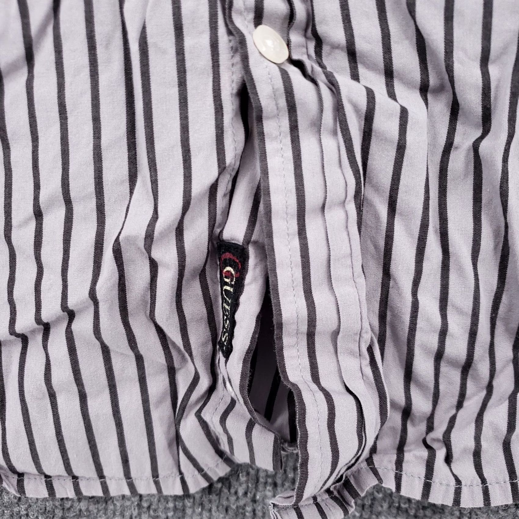 Guess GUESS Shirt Mens L Large Casual Button-Up Gray Striped Long Sleeves Cotton Womens Size L / US 10 / IT 46 - 5 Thumbnail