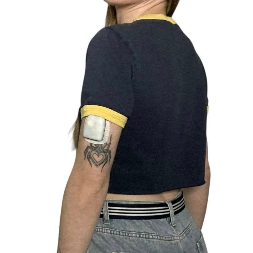 Vans VANS Navy Blue & Yellow Floral Logo Ringer Cropped Top Size M / US 6-8 / IT 42-44 - 4 Thumbnail