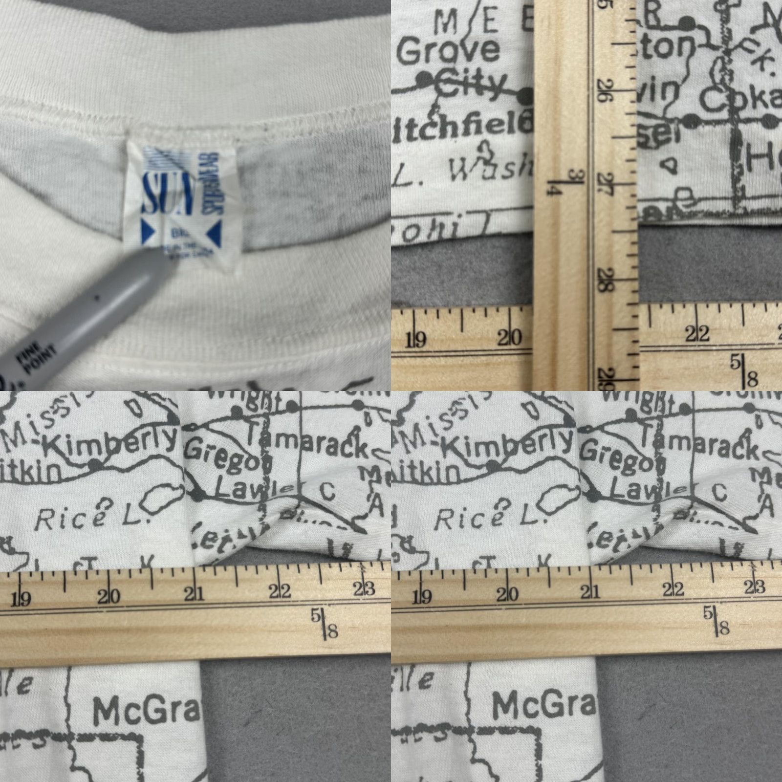 Sunray Sportswear VINTAGE Minnesota Shirt Mens Large White State Map All Over Print Sun Sportswear 90s Size US L / EU 52-54 / 3 - 8 Thumbnail