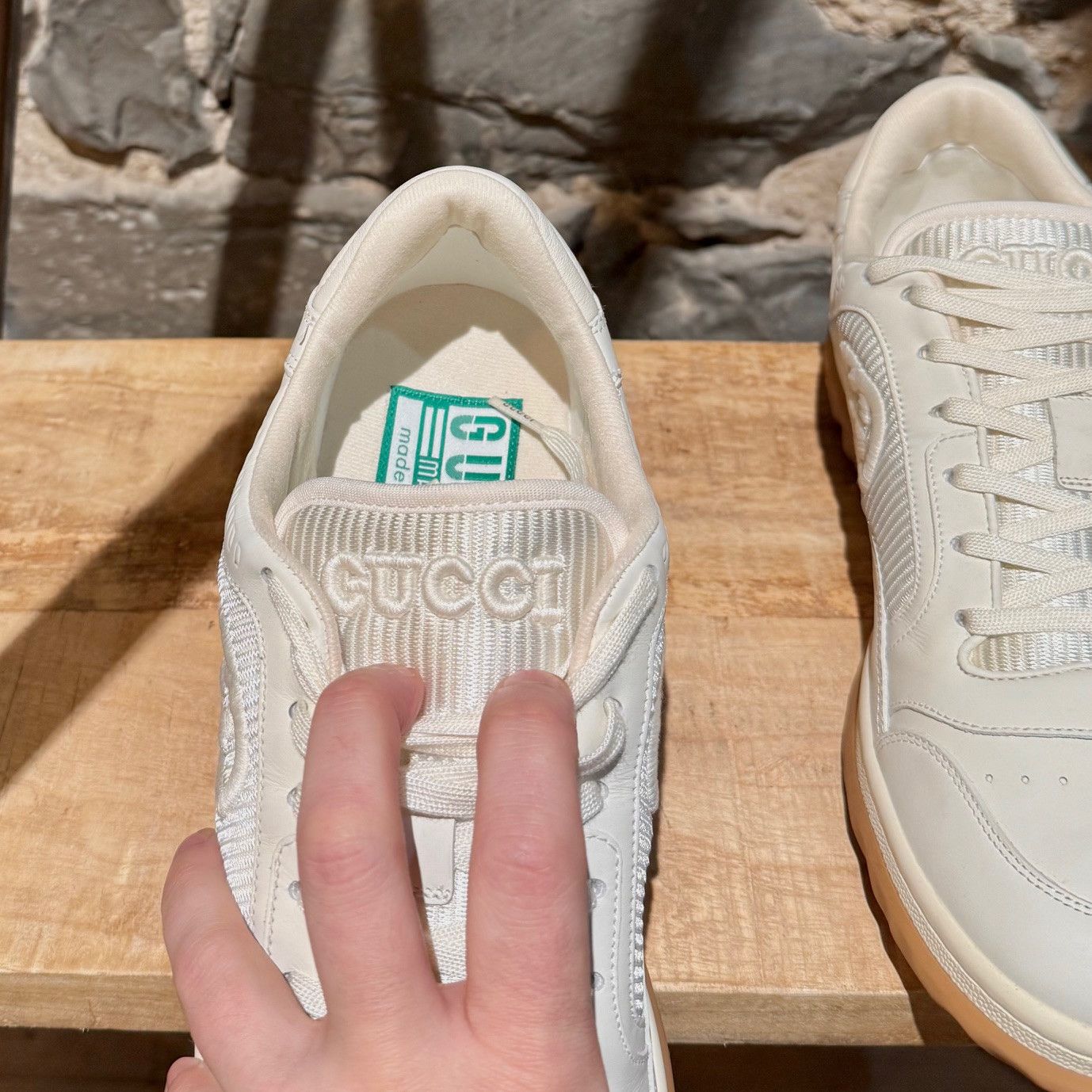 Gucci Gucci Ivory Leather MAC80 GG Embroidered Sneakers Size US 10.5 / EU 43-44 - 5 Thumbnail