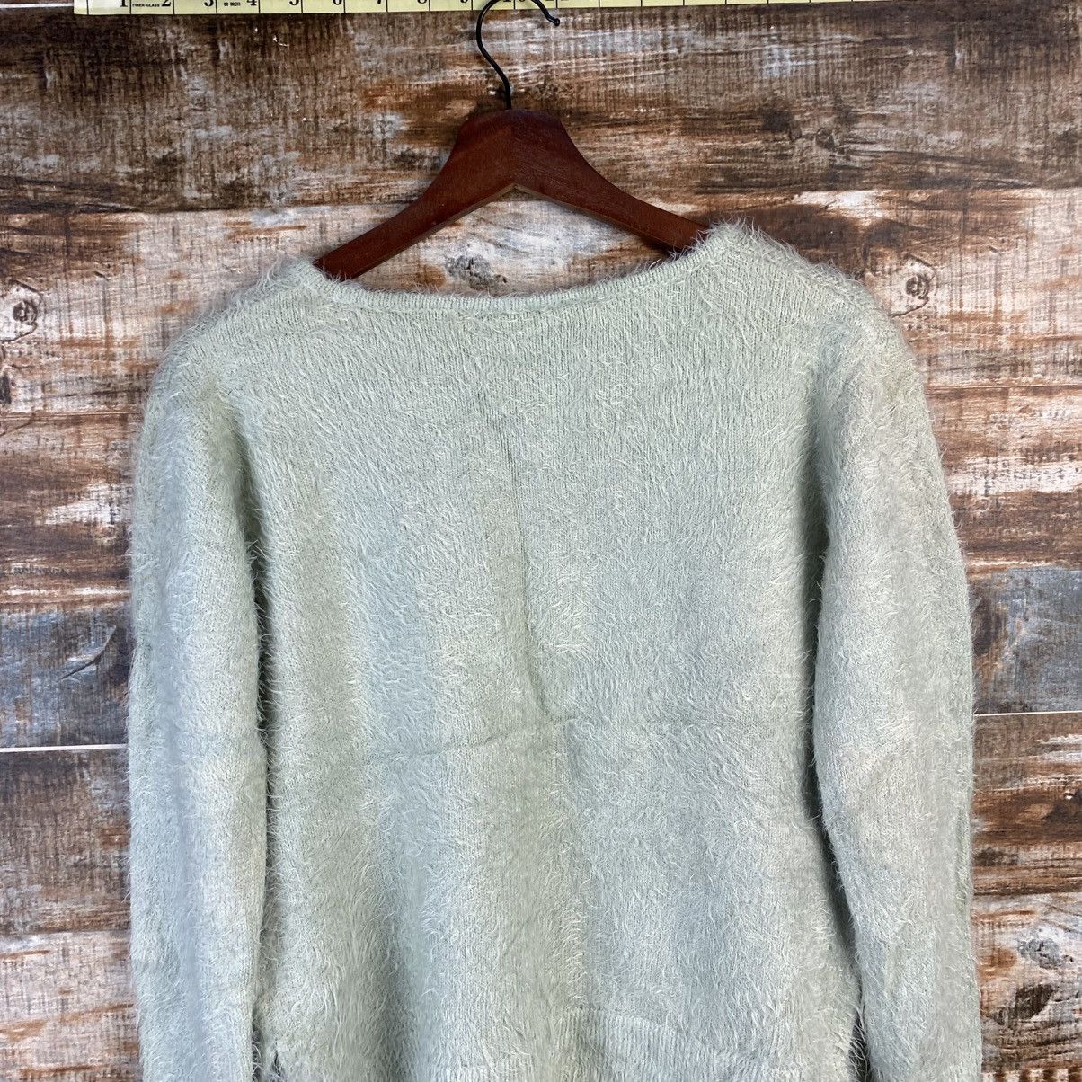 Japanese Brand D Bou Jeloud faded Light Green shaggy Mohair Knitwear#c1046 Size M / US 6-8 / IT 42-44 - 12 Thumbnail