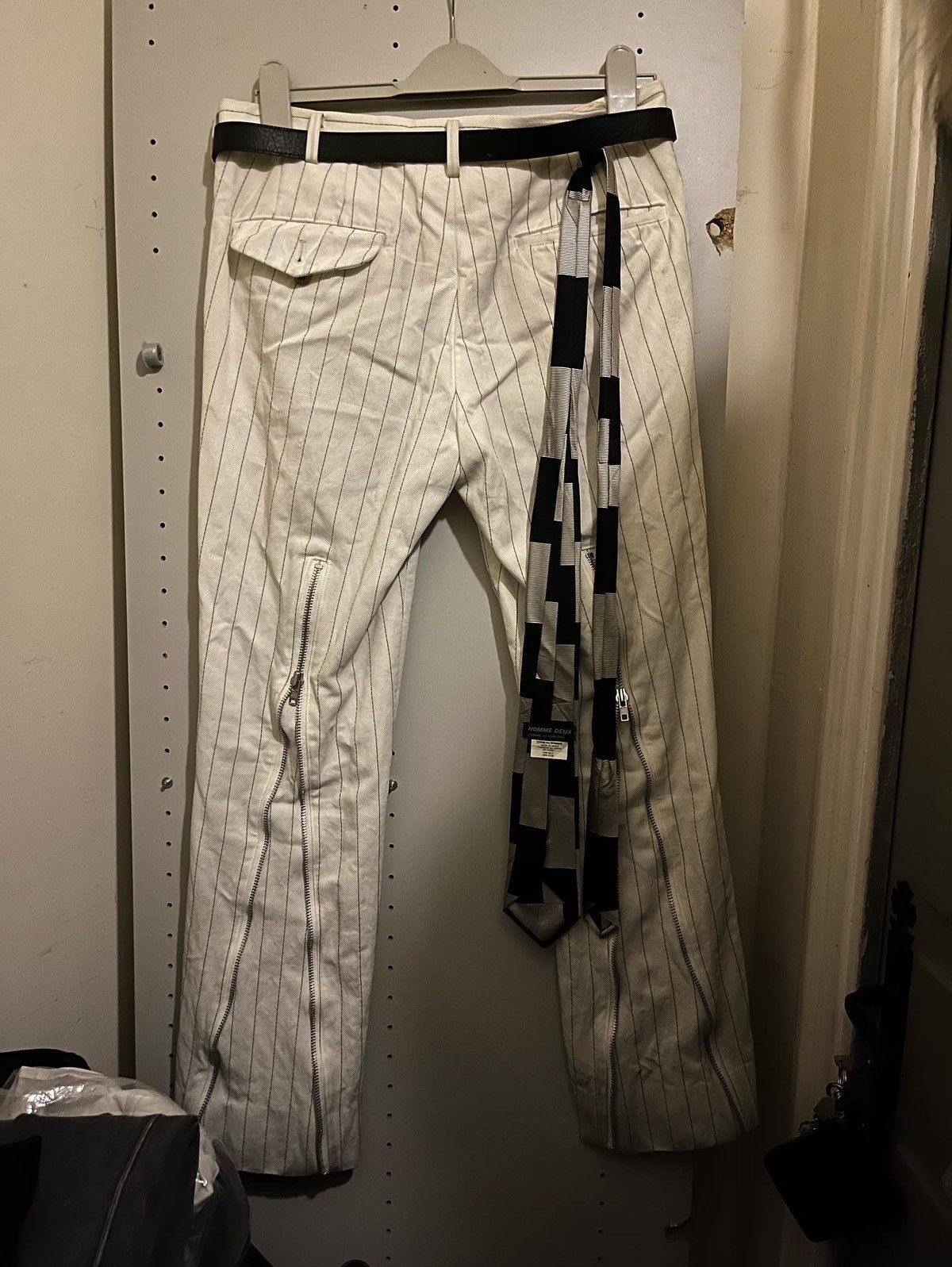 image of Comme Des Garcons x Comme Des Garcons Homme Plus Front And Back Horizontal Leg Zip To Adjust Fittin