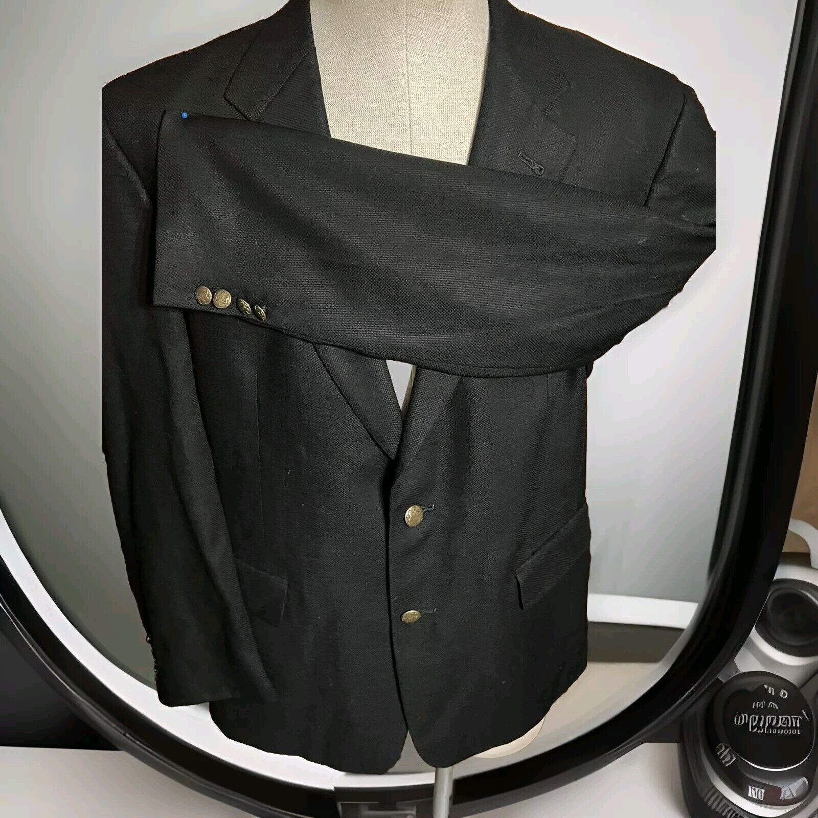 Burberry Burberry London Mens Wool Blazer Size 40R Black Two Button Size 40R - 3 Thumbnail