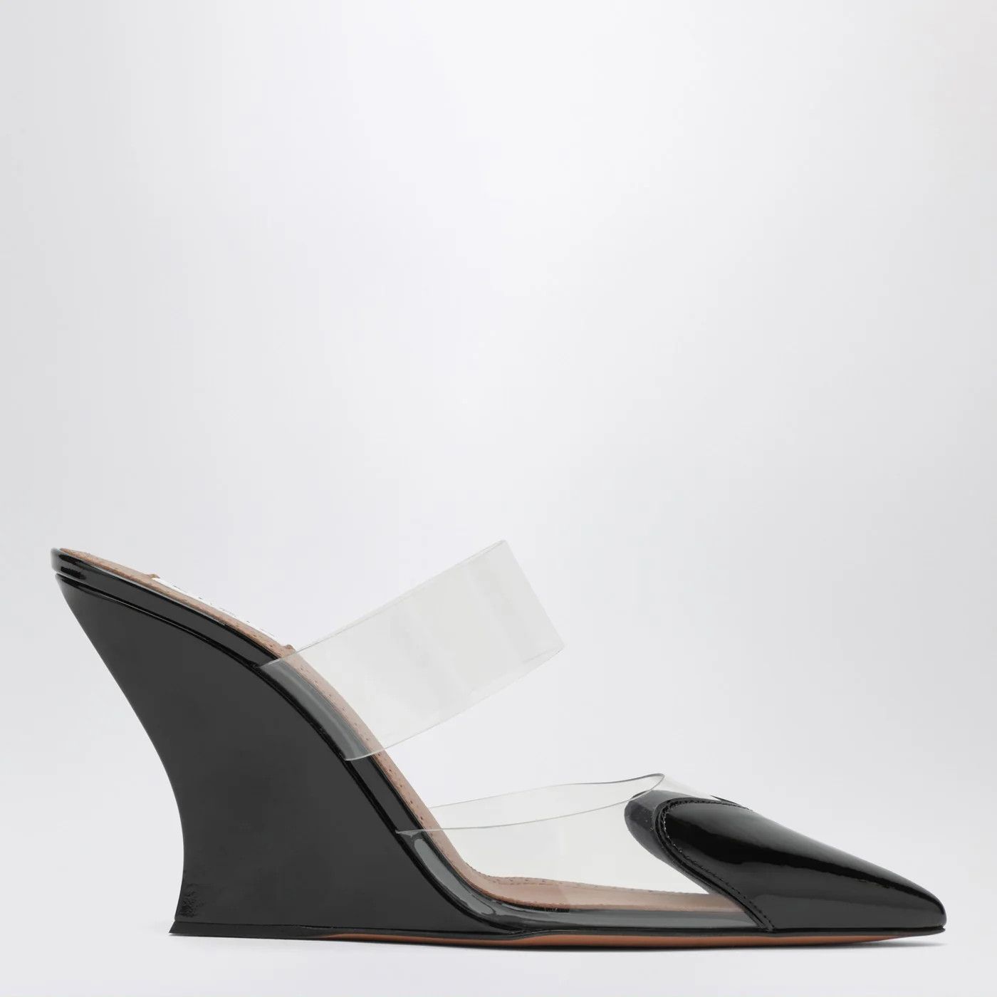 Alaia o1d2blof0426 Patent Leather Le Coeur Wedge Mules in Black Size US 8 / IT 38 - 1 Thumbnail