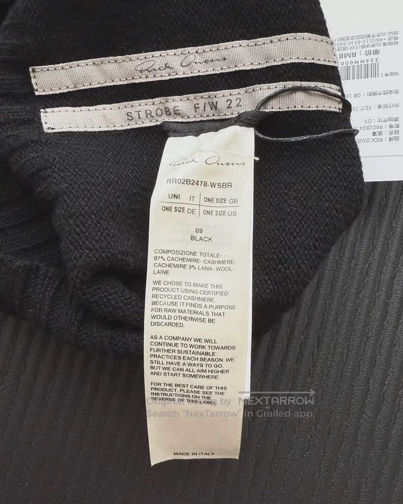 Rick Owens Rick Owens 22FW Fall/Winter Designer Sewn Cashmere Hat Size ONE SIZE - 6 Thumbnail