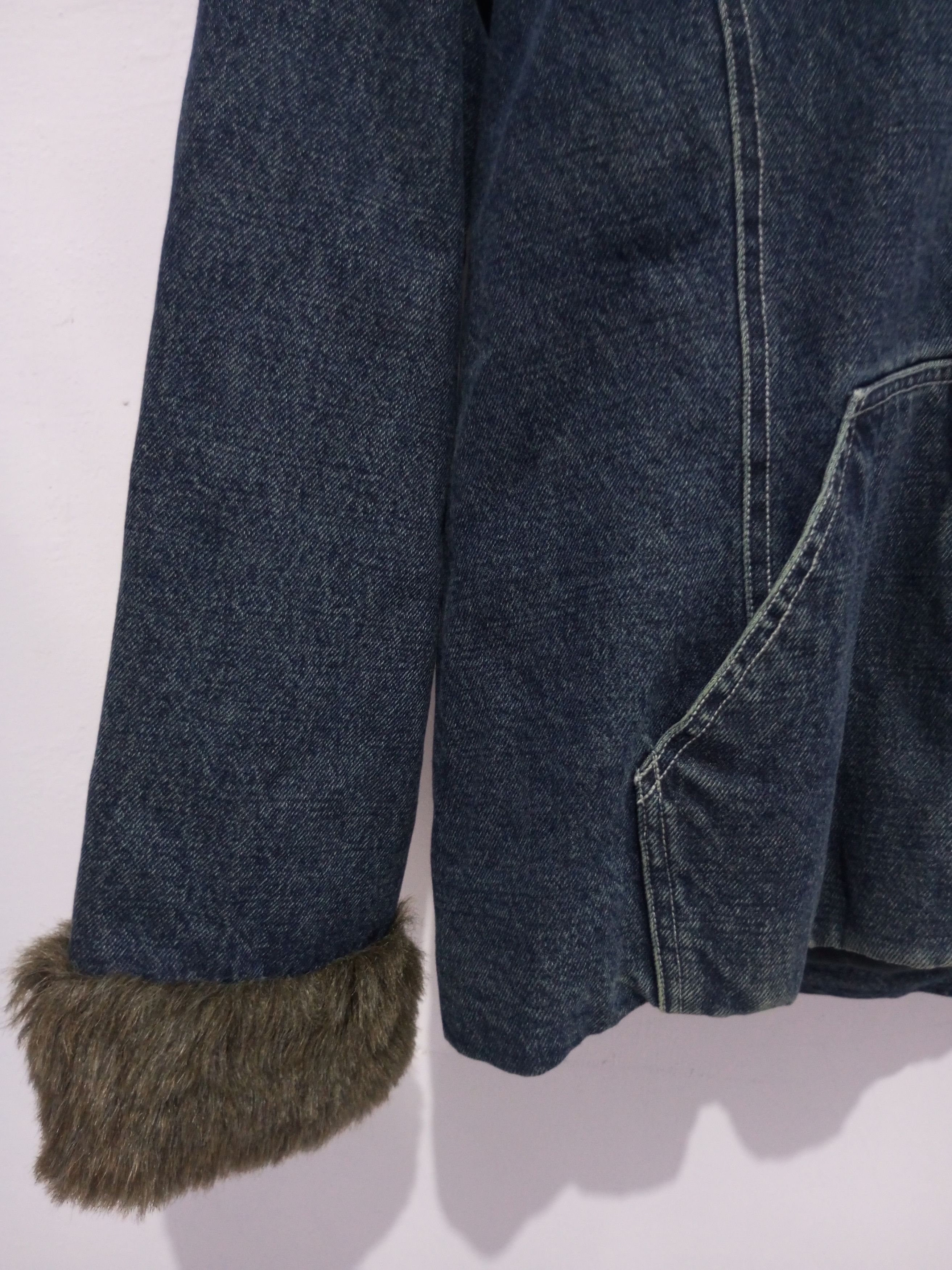 If Six Was Nine Vintage m-o-t-o denim jacket faux fur hoodie Size US M / EU 48-50 / 2 - 3 Thumbnail