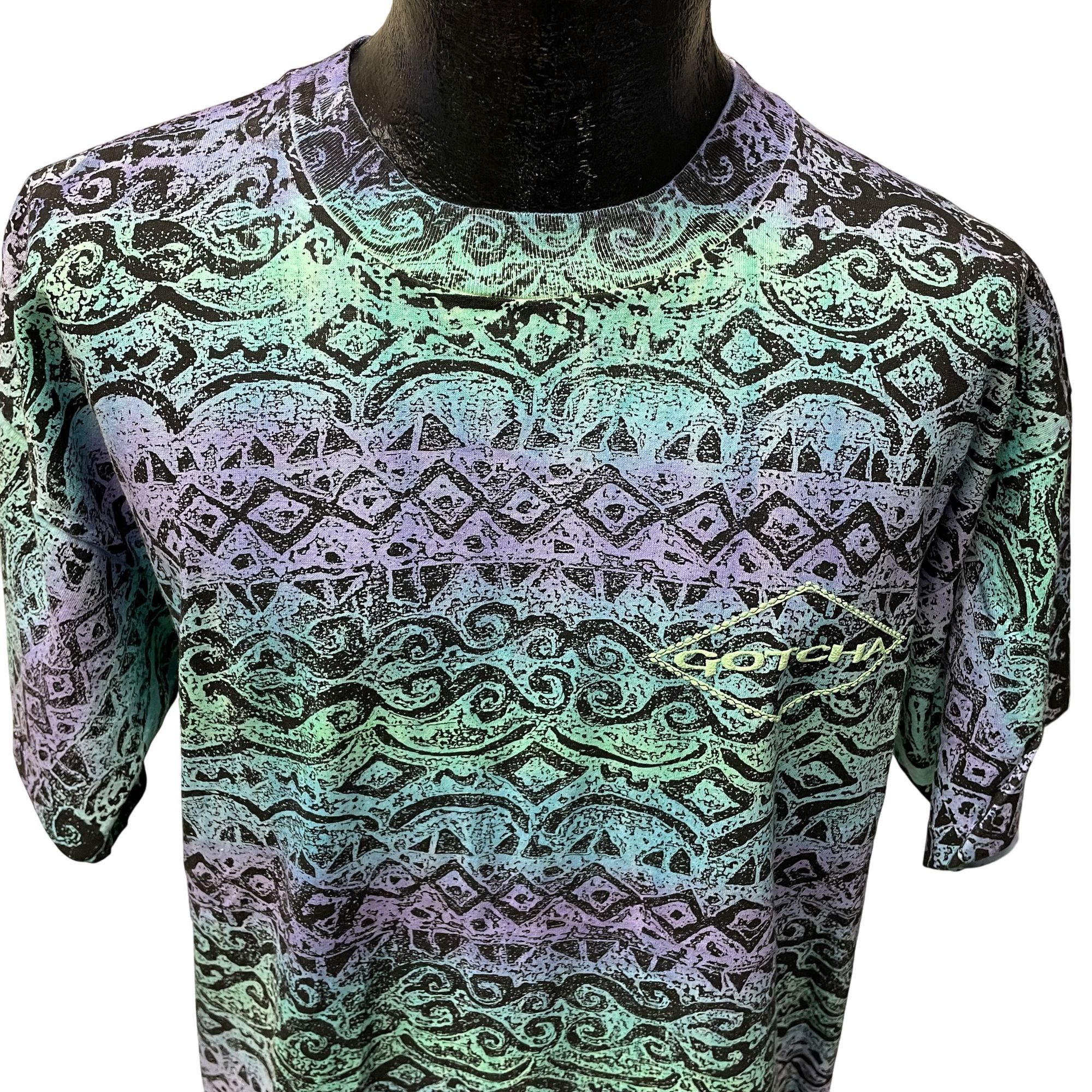 Gotcha NEW NWT Deadstock Vtg GOTCHA NEON Electric Wave T Shirt Size US M / EU 48-50 / 2 - 10 Thumbnail