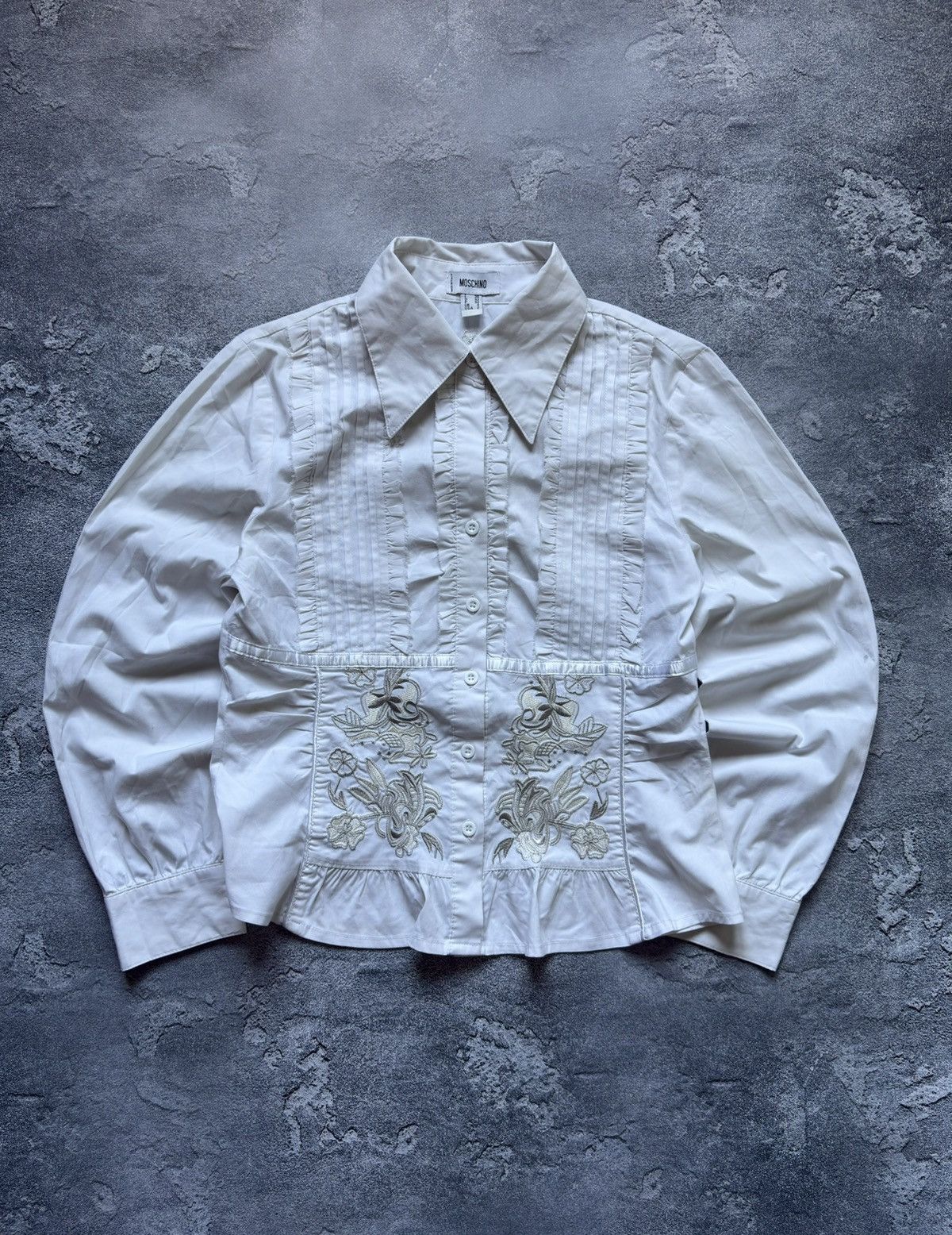 Moschino Vintage Moschino Luxury Embroidered Floral Elegant Blouse Size XS / US 0-2 / IT 36-38 - 1 Thumbnail
