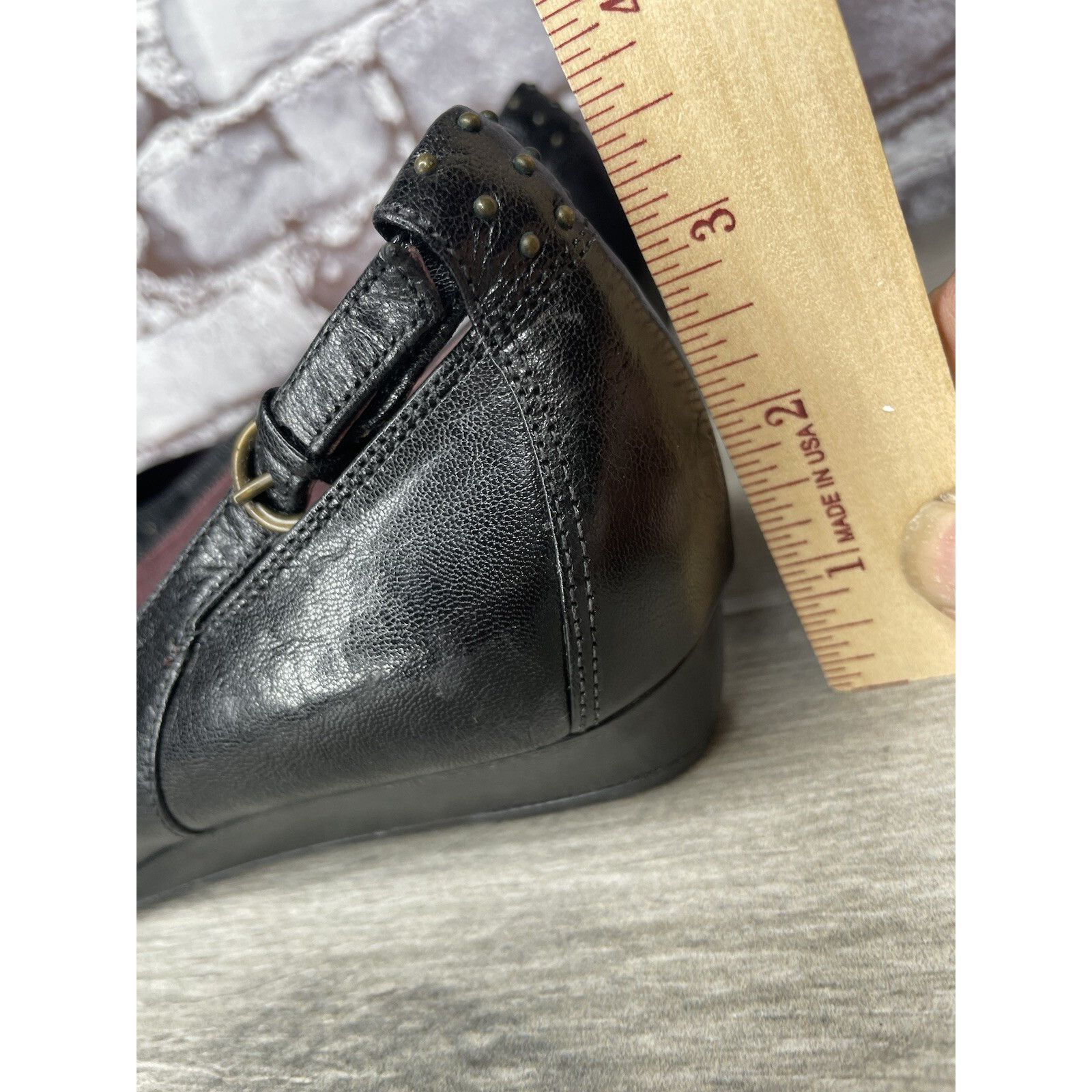 Clarks INDIGO BY CLARKS Black Lea Bishop Studded Slip On Strap Wedg Size US 8 / IT 38 - 9 Thumbnail