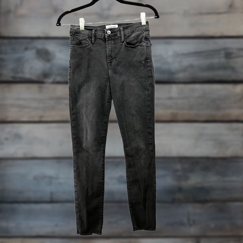 Frame FRAME Le High Raw Hem Ankle Skinny Jeans Black Women 26 Denim Slim Stretch 5-Pocket Capri? Size 26" / US 2 / IT 38 - 1 Thumbnail