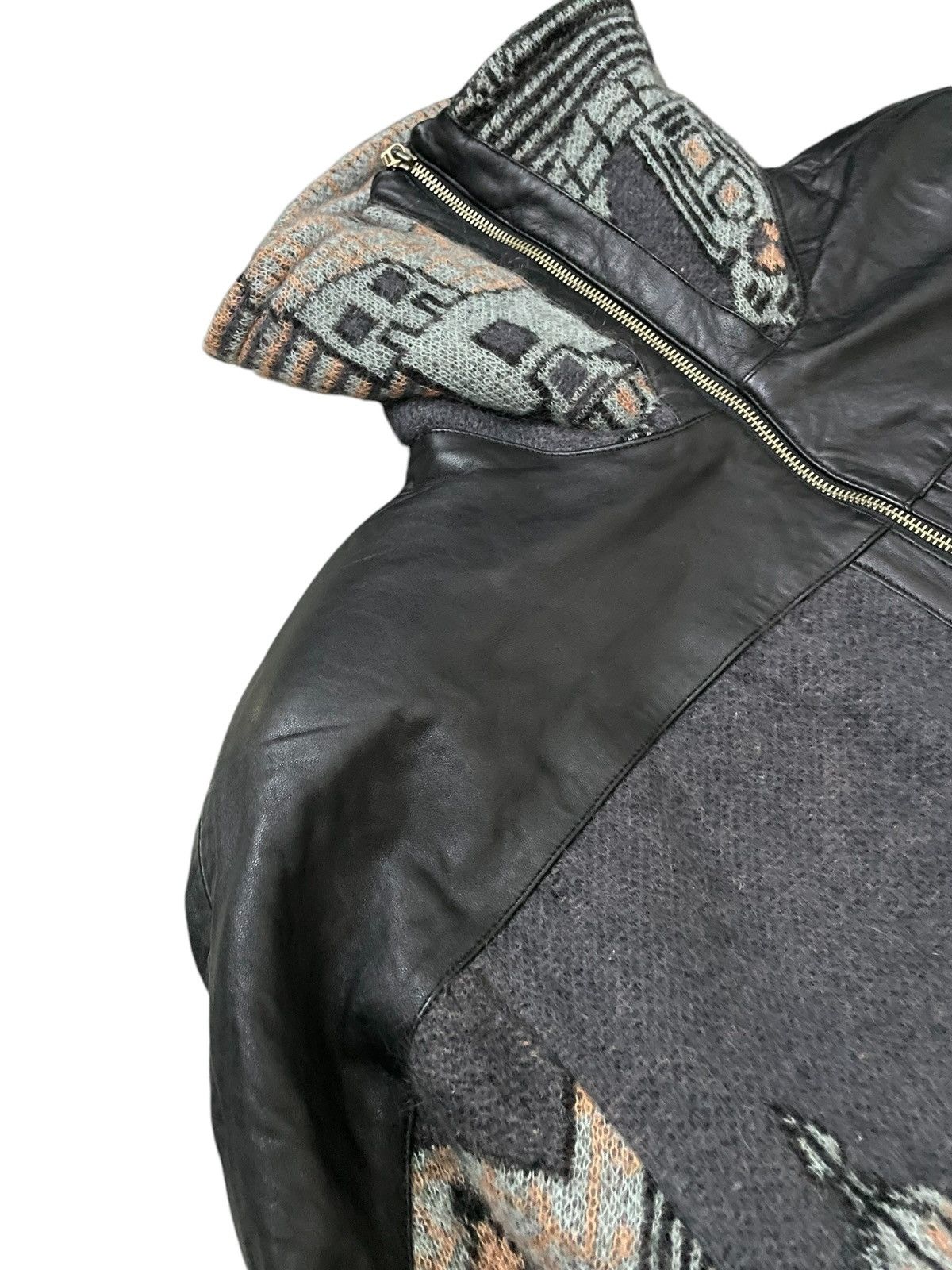 Japanese Brand Valley Japan Art Church Knit Leather Trim Jacket Size US XL / EU 56 / 4 - 10 Thumbnail