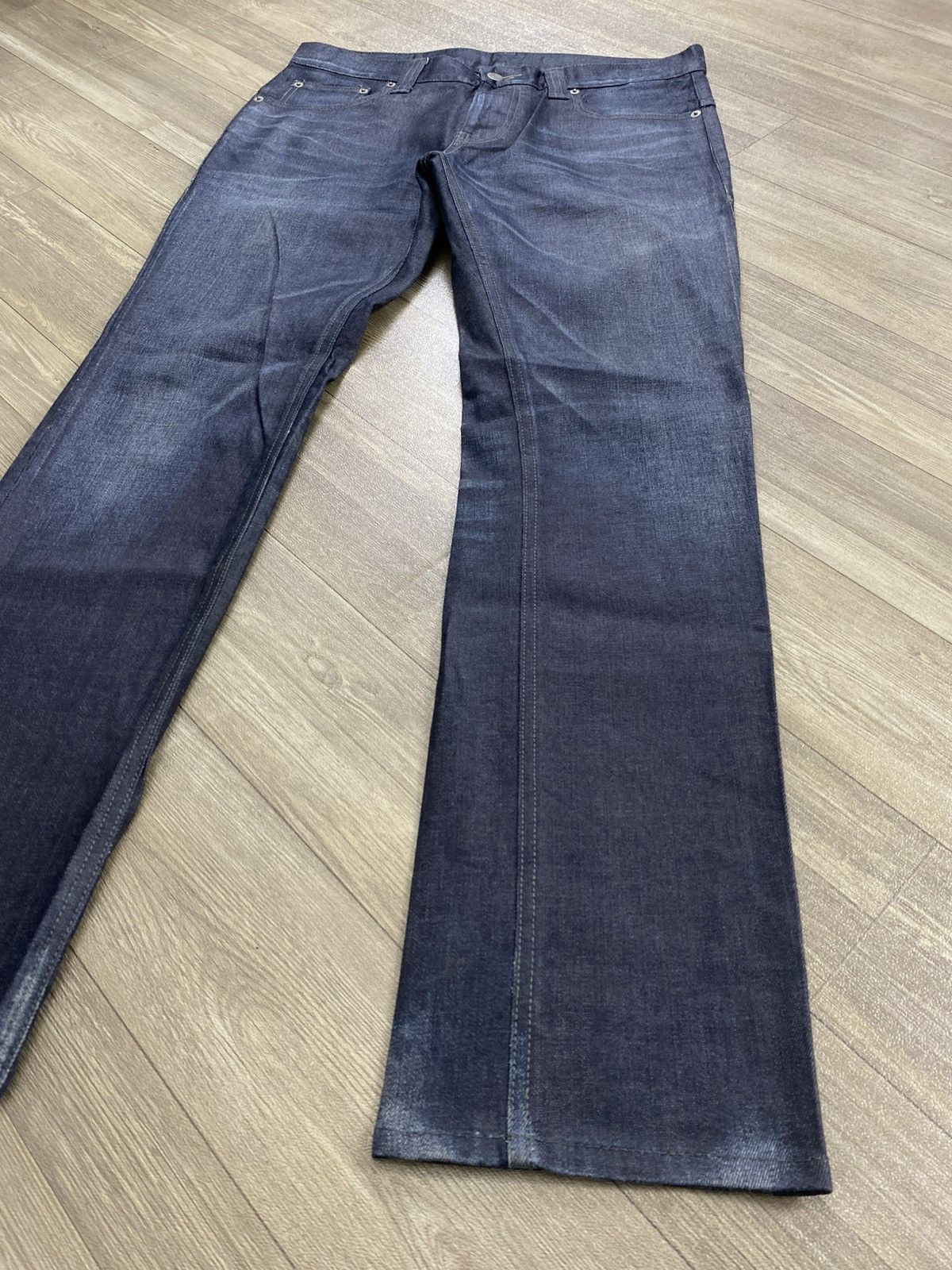 Tornado Mart 2000s Tornado Mart Waxed Clawmark Distressed Flared Jeans Size US 34 / EU 50 - 4 Thumbnail