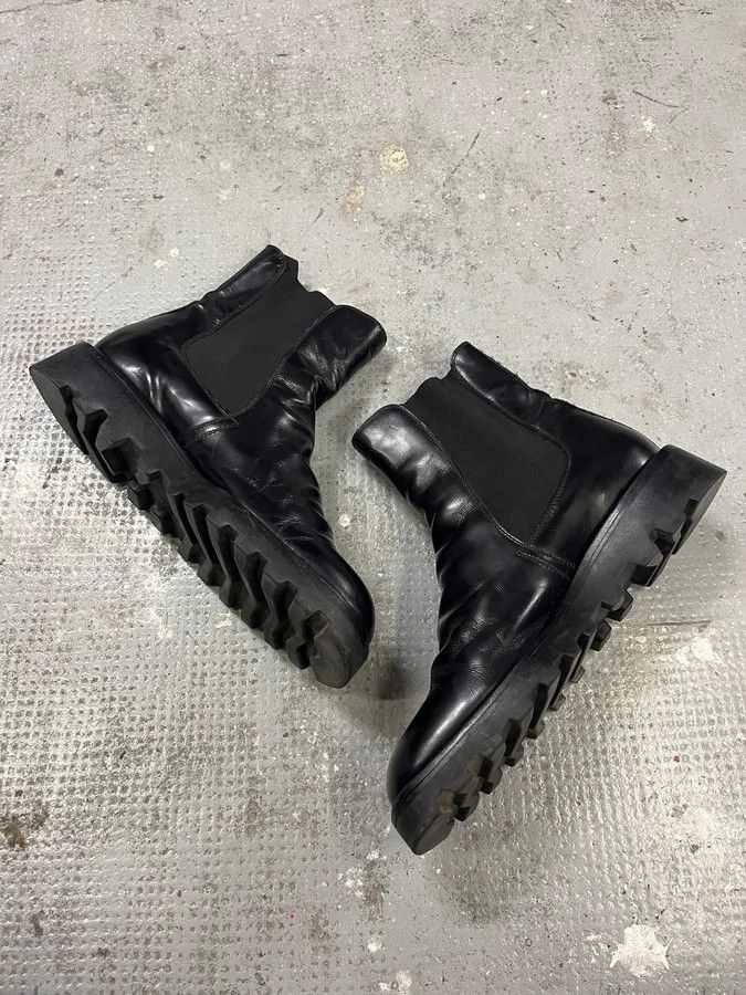 Prada × Vintage 2000s Prada Black Pure Leather Ankle Boots Size US 9.5 / IT 39.5 - 3 Thumbnail