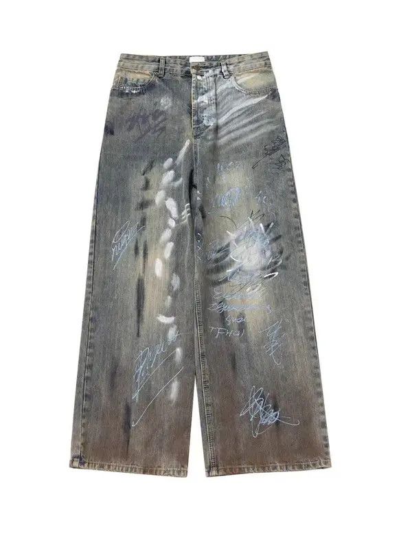 VIBE Street graffiti hand-painted distressed washed baggy jeans Size US 32 / EU 48 - 5 Thumbnail