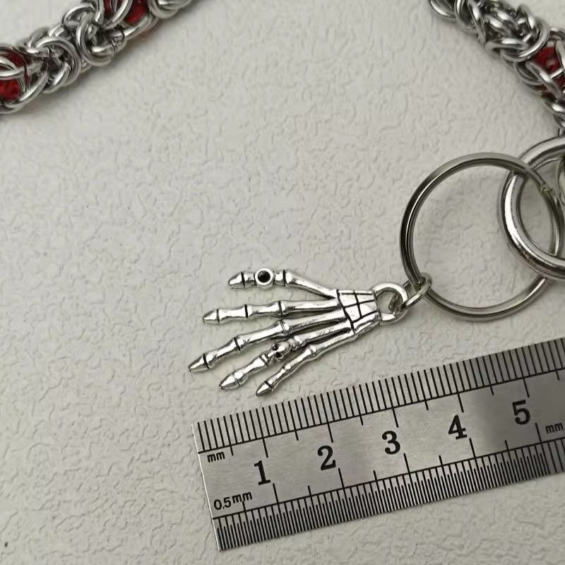 Jewelry Punk Stainless Steel Red Beads Pants Chain Size ONE SIZE - 7 Thumbnail