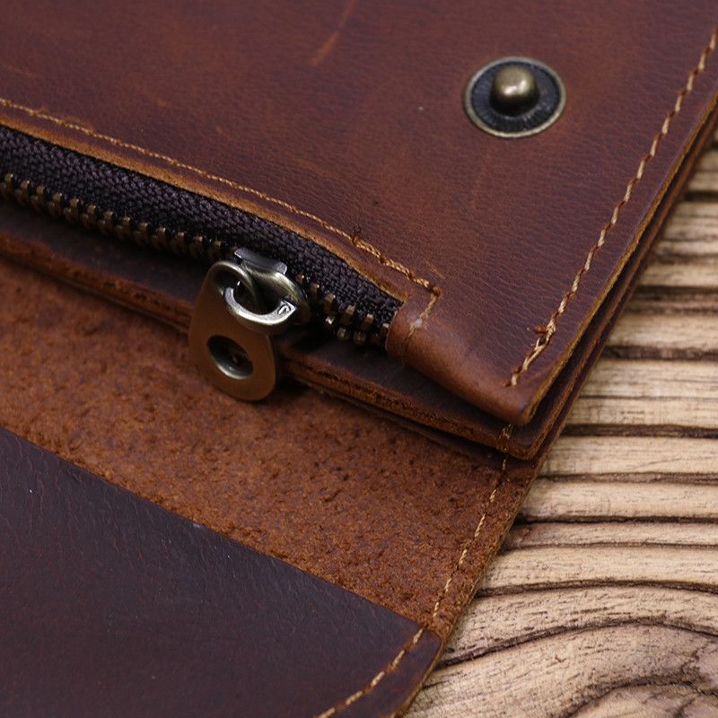 Japanese Brand × Leather × Vintage Short Small Men's Purse Card Holder With Zipper Coin Pocket Size ONE SIZE - 4 Thumbnail