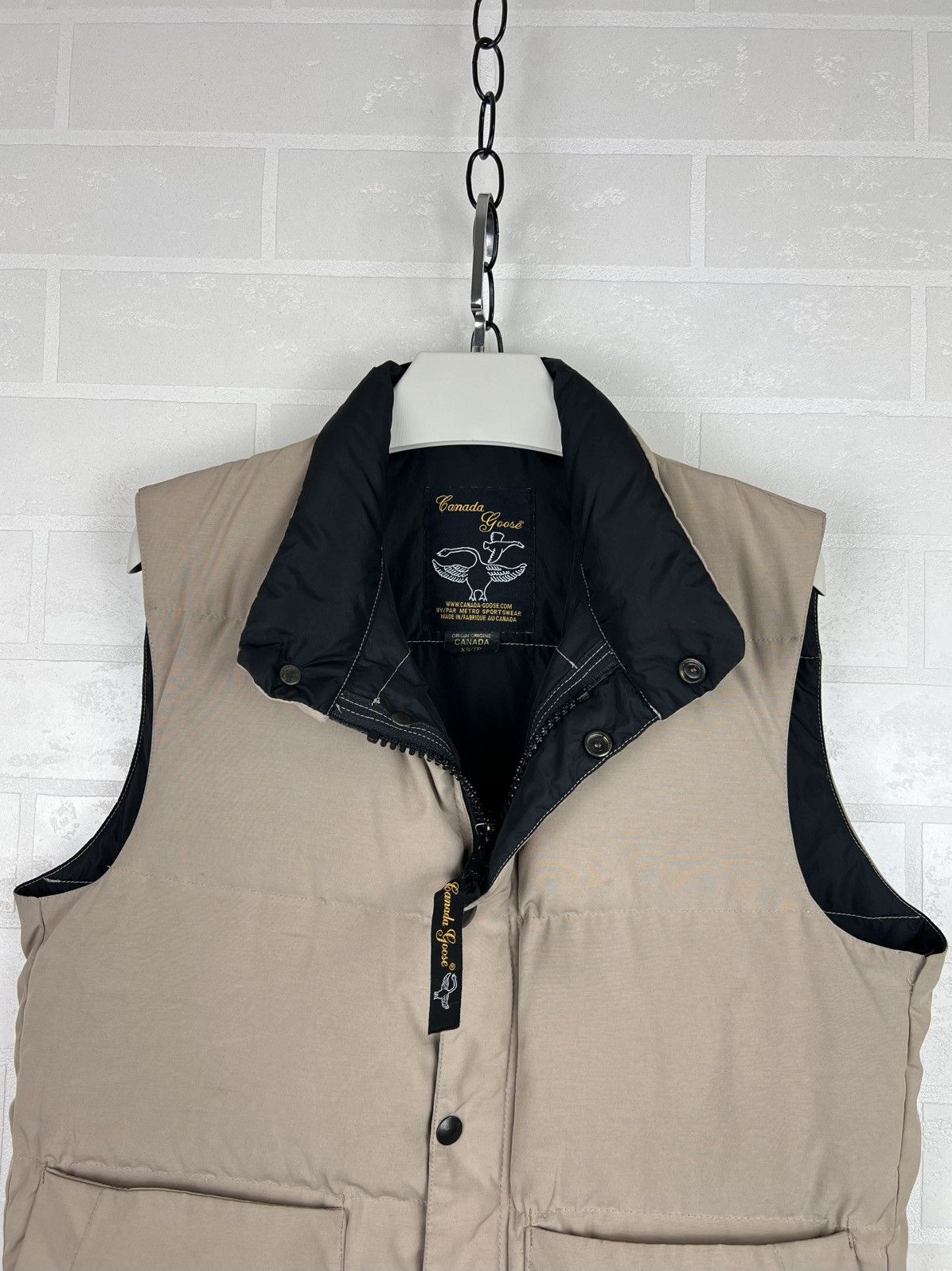 CANADA GOOSE Down Vest Logo Vintage Beige Men's