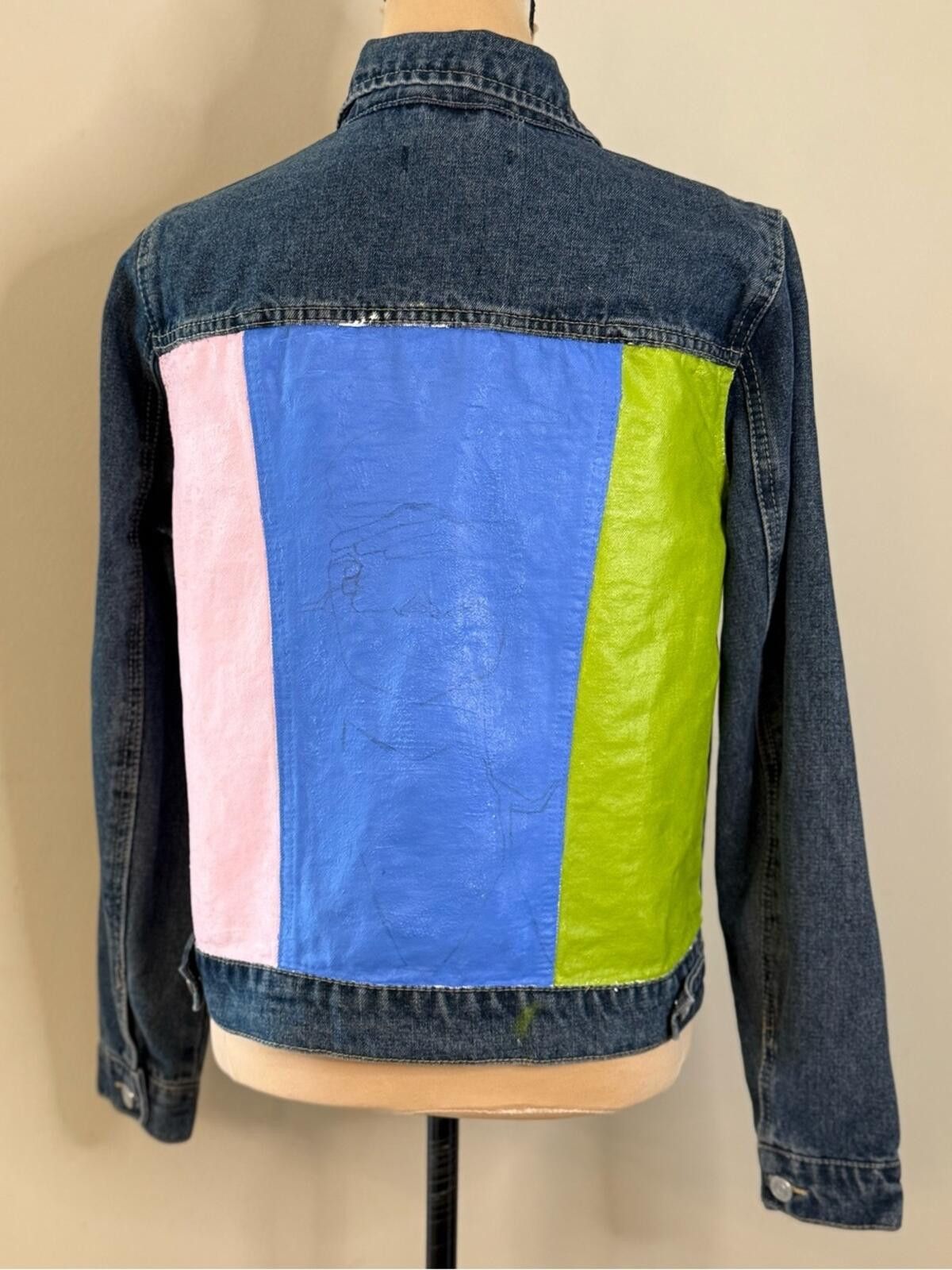 Other Refuge painted color block denim jeans jacket SZ LG Size L / US 10 / IT 46 - 1 Thumbnail