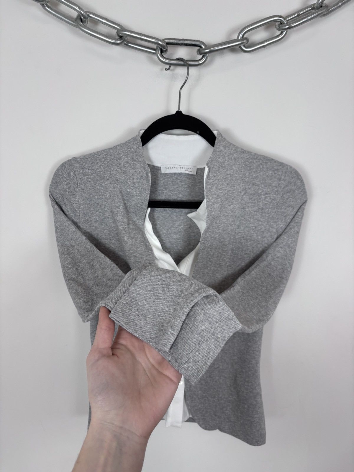 Fabiana Filippi Fabiana Filippi Women’s Belted Gray Collarless Jacket Size XS / US 0-2 / IT 36-38 - 7 Thumbnail