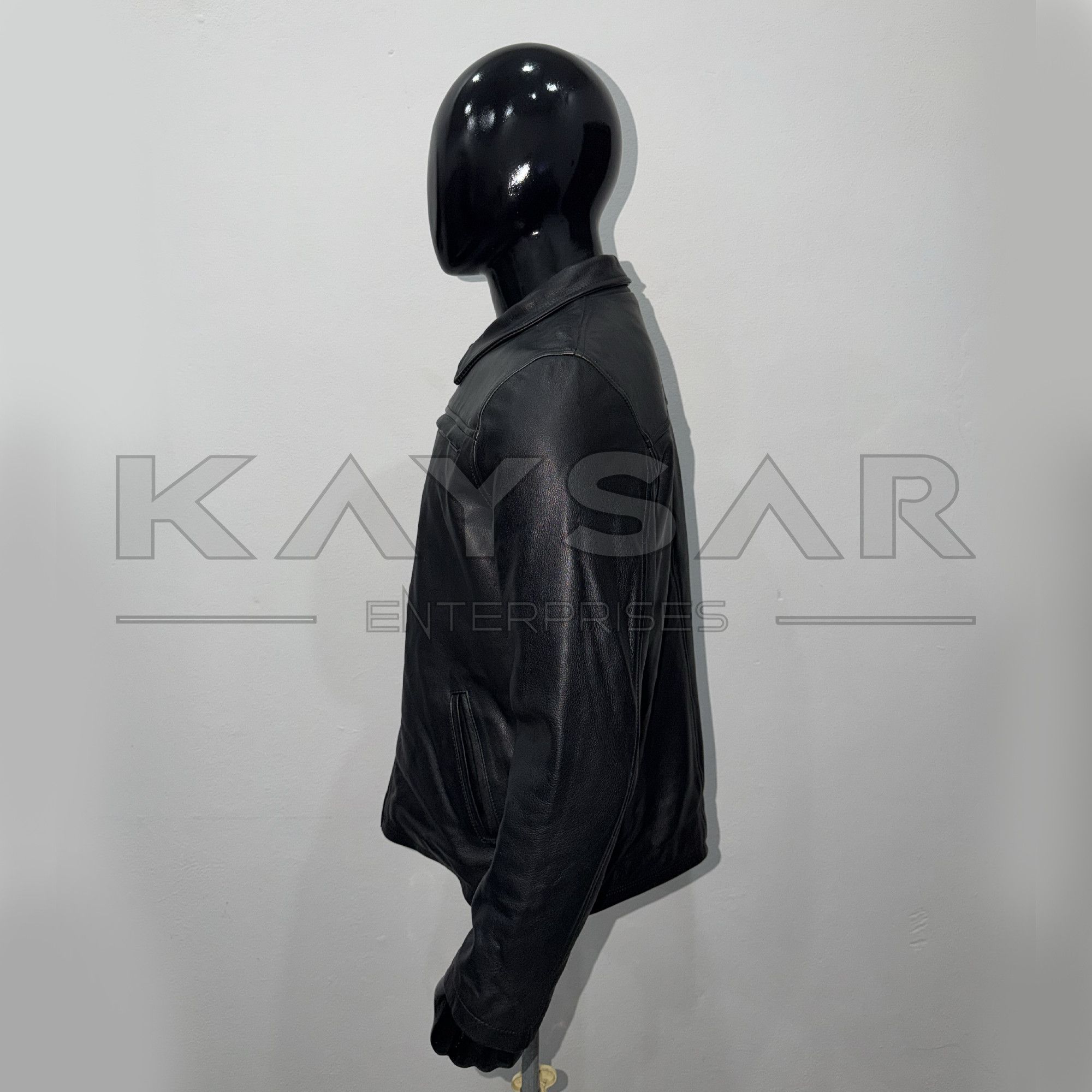 Vintage Black Cowhide Leather Jacket – Classic Casual Fit