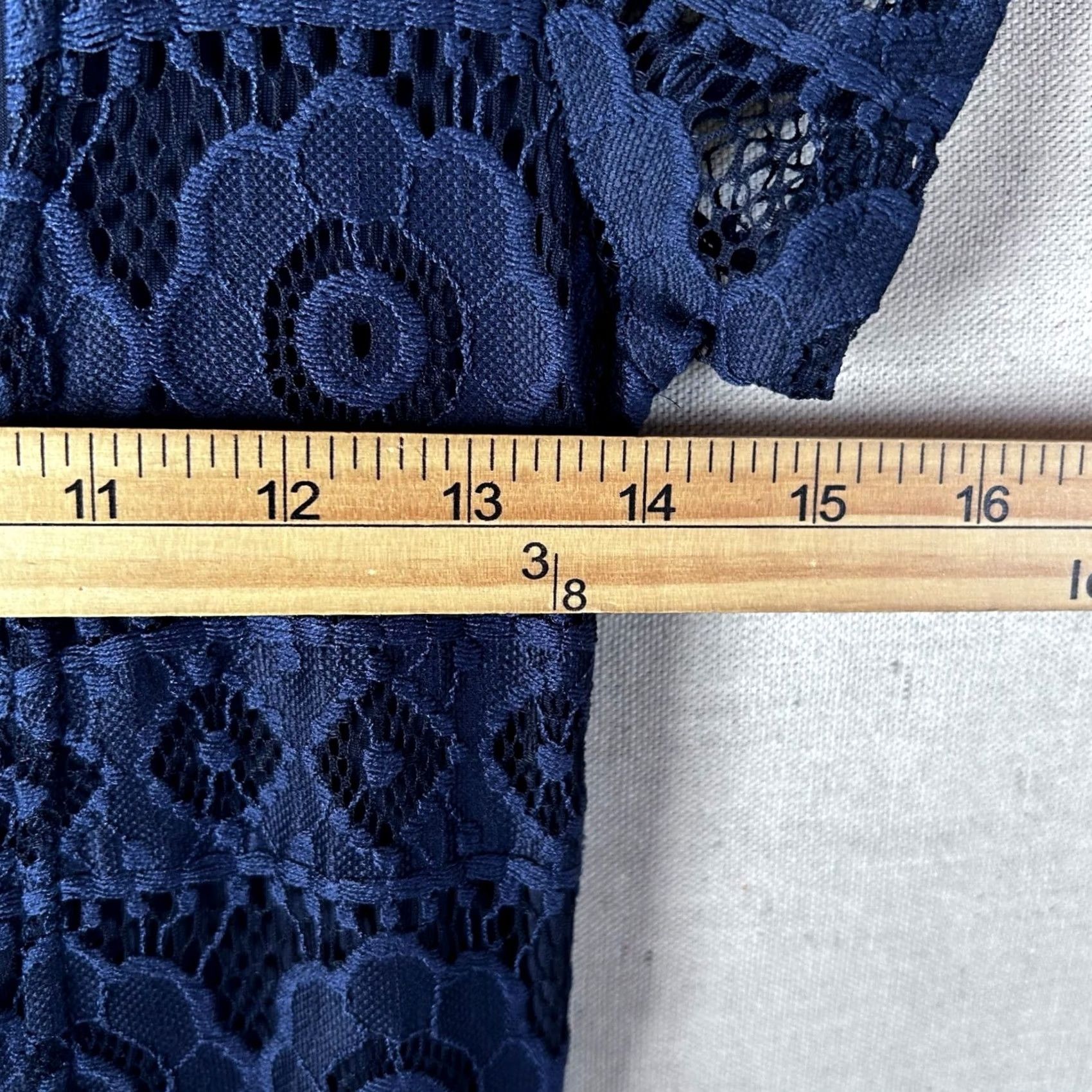 Aeropostale AeroPostale Navy Blue Floral Lace Mini Dress Smocked Back Lace-Up Square Neck Short Sleeve Womens M Neutral Size M / US 6-8 / IT 42-44 - 6 Thumbnail