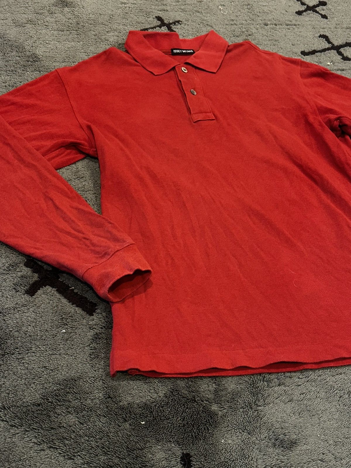 Issey Miyake Issey Miyake Mainline Red Polo Rugby Long-Sleeve T Shirt Size US M / EU 48-50 / 2 - 6 Thumbnail