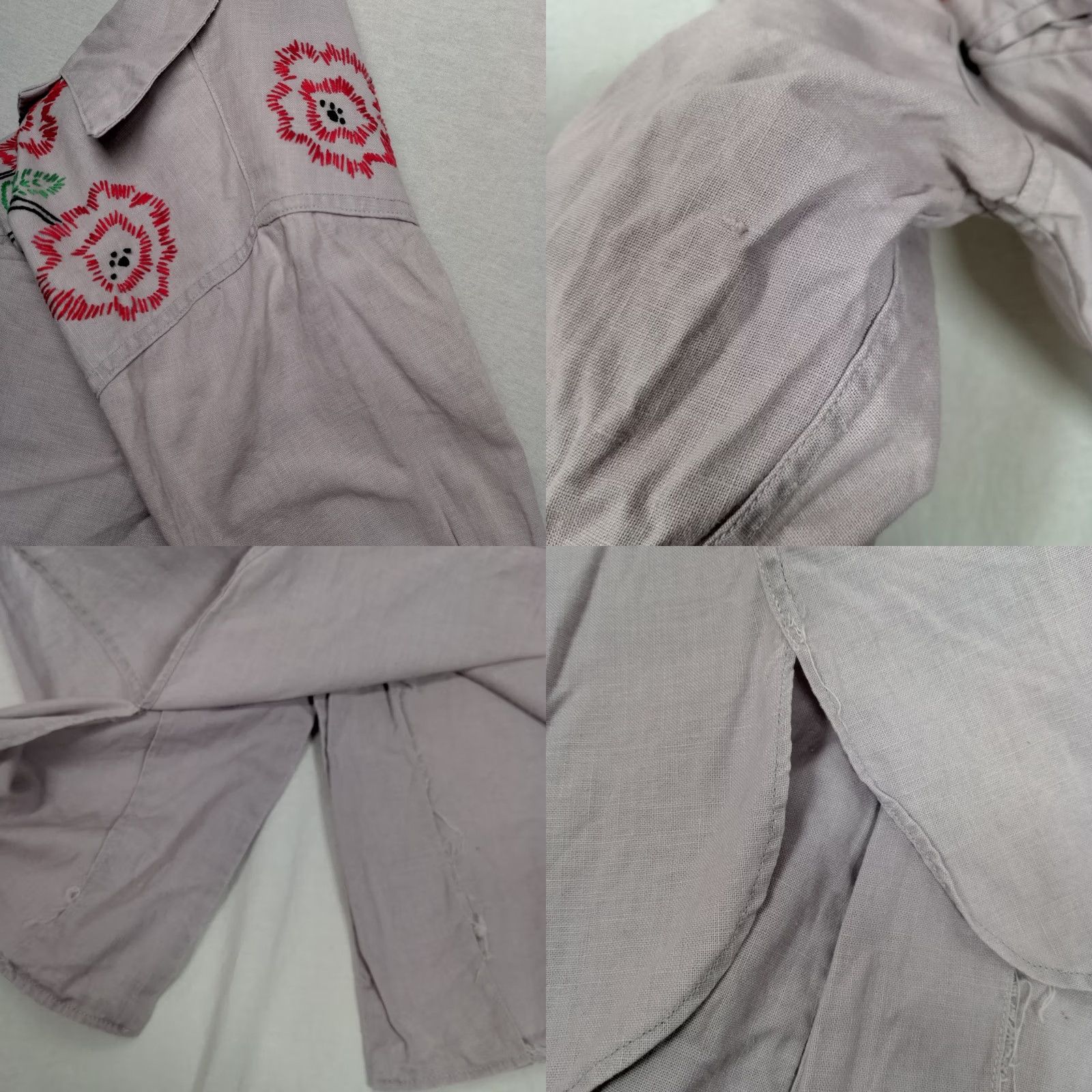 Vintage VINTAGE Handmade Shirt Womens S Gray Hand Embroidered Western Women Linen Rodeo Red Poppy Size S / US 4 / IT 40 - 9 Thumbnail