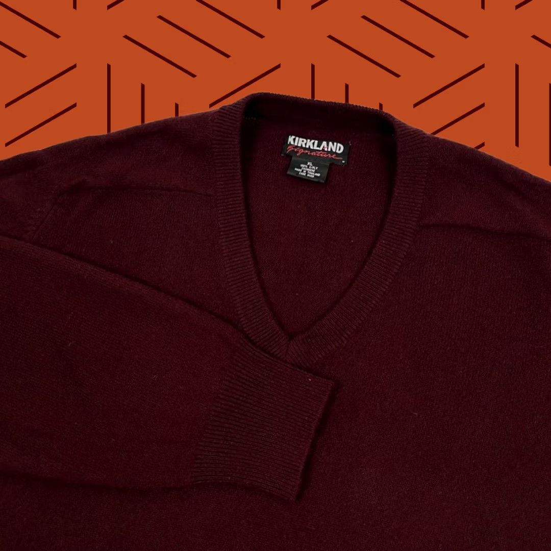 Vintage Kirkland Signature Sweater Mens XL Red Cashmere Burgundy Maroon Knit Ply Neck Size US XL / EU 56 / 4 - 1 Thumbnail