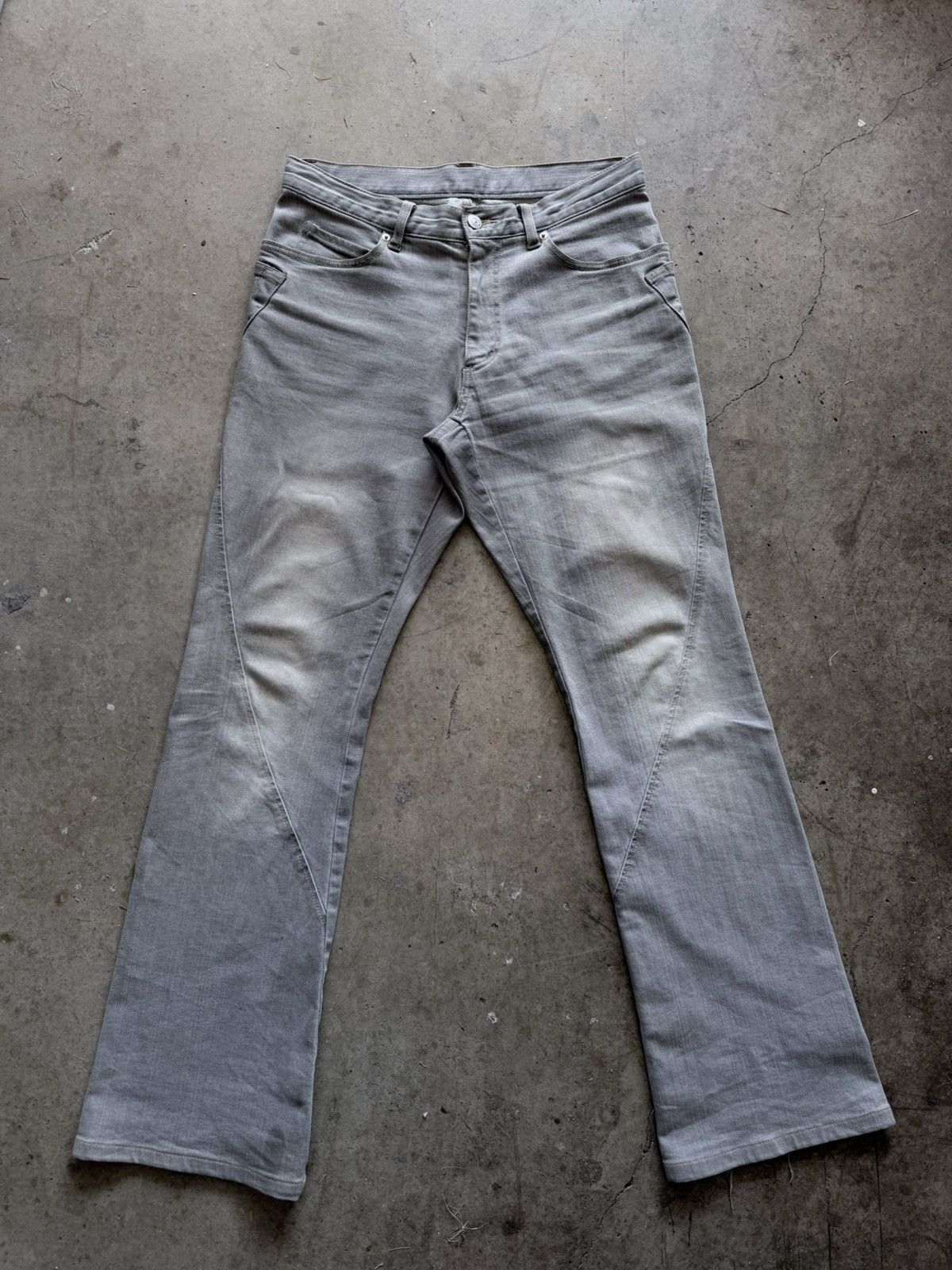 Japanese Brand Asymmetrical Spiral Bootcut Jeans Size US 31 - 1 Thumbnail