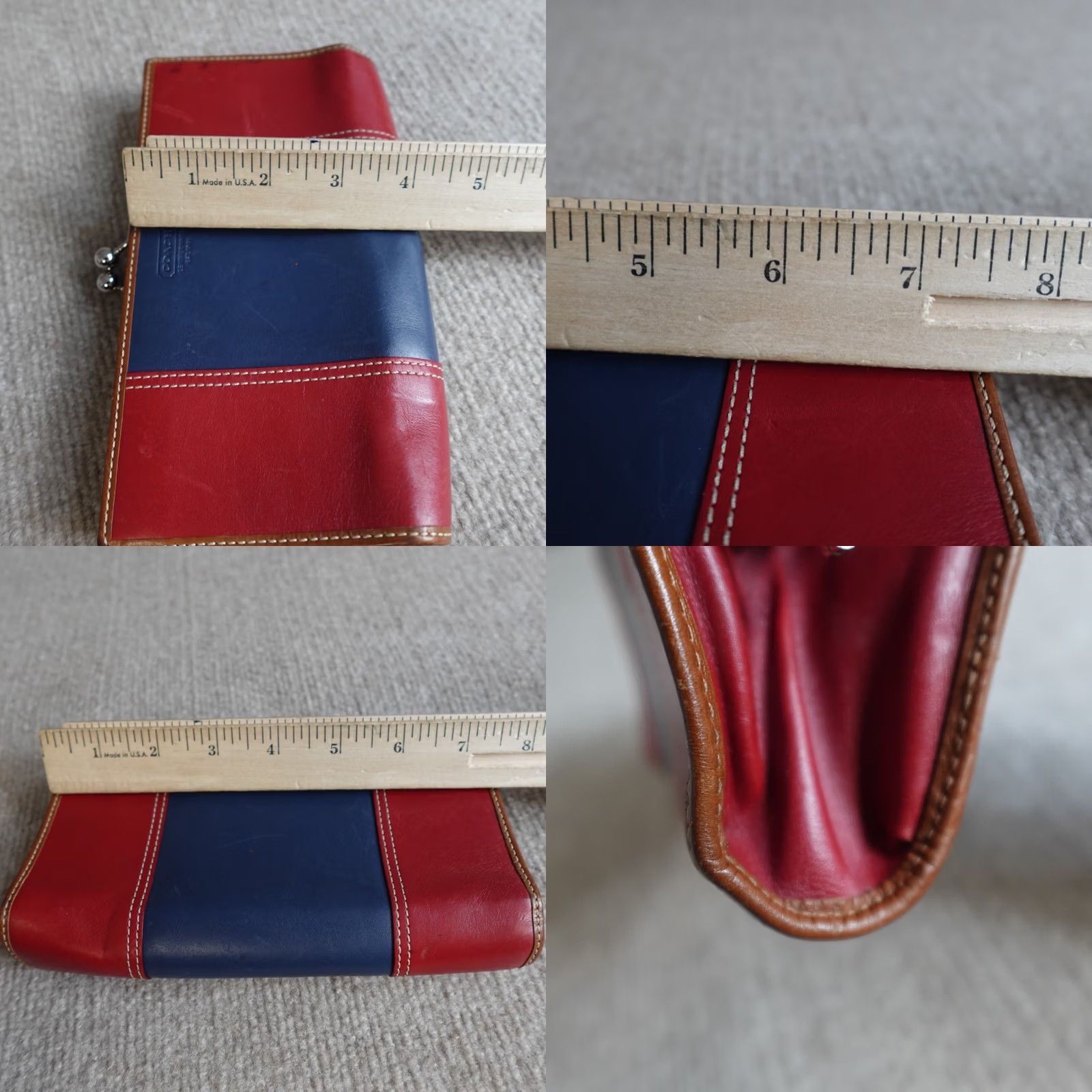 Coach Coach Womens Leather Clutch Colorblock Kisslock Wallet Blue Brown Red Leather Small XS? Size ONE SIZE - 8 Thumbnail