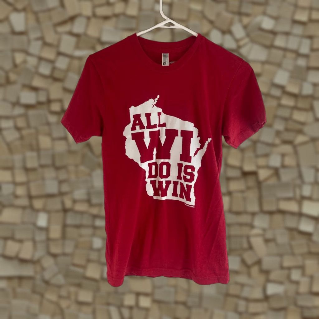 NCAA Sconnie T-Shirt Women's XS Red NCAA Wisconsin Badgers ALL WI DO IS WIN Tee Size XS / US 0-2 / IT 36-38 - 1 Thumbnail