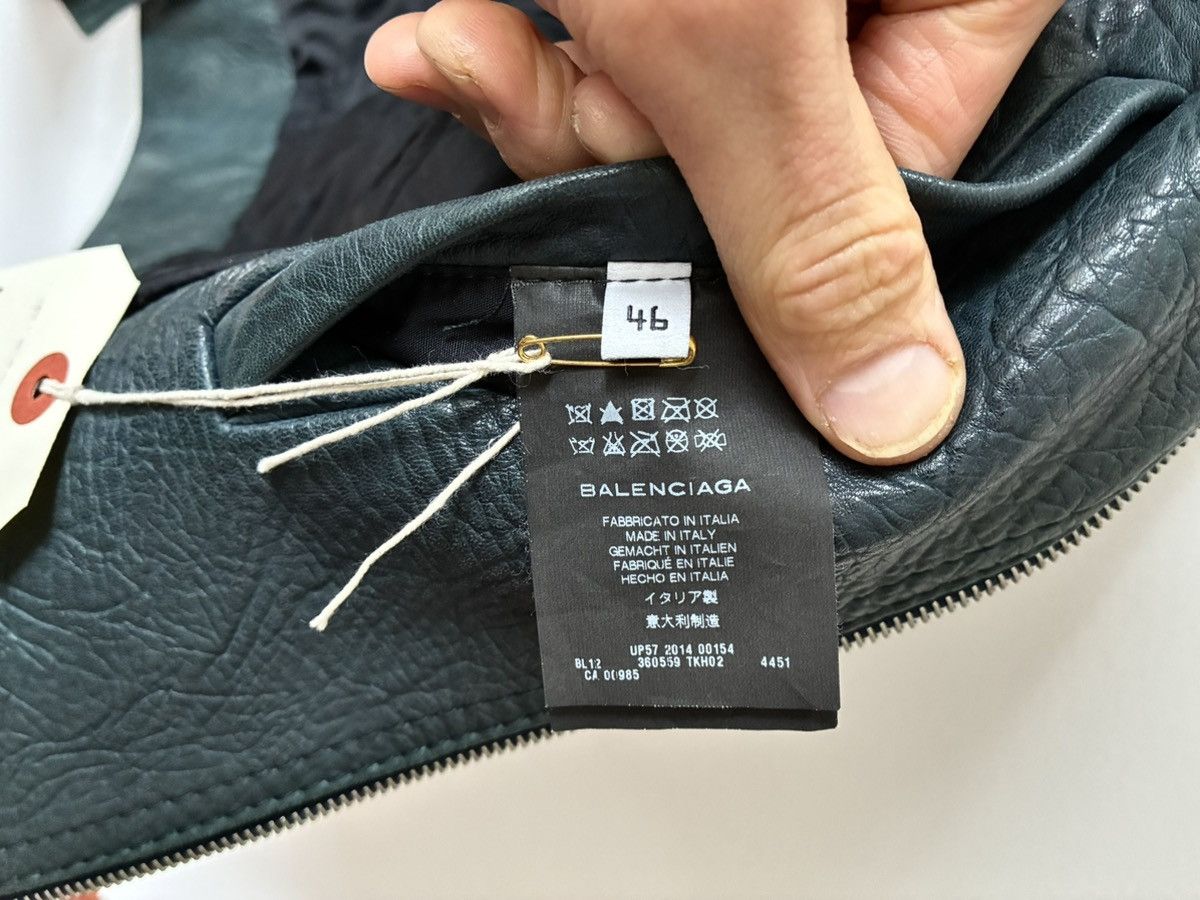 Balenciaga Balenciaga AW2014 Green Lamb Leather Biker Jacket Size US S / EU 44-46 / 1 - 23 Thumbnail