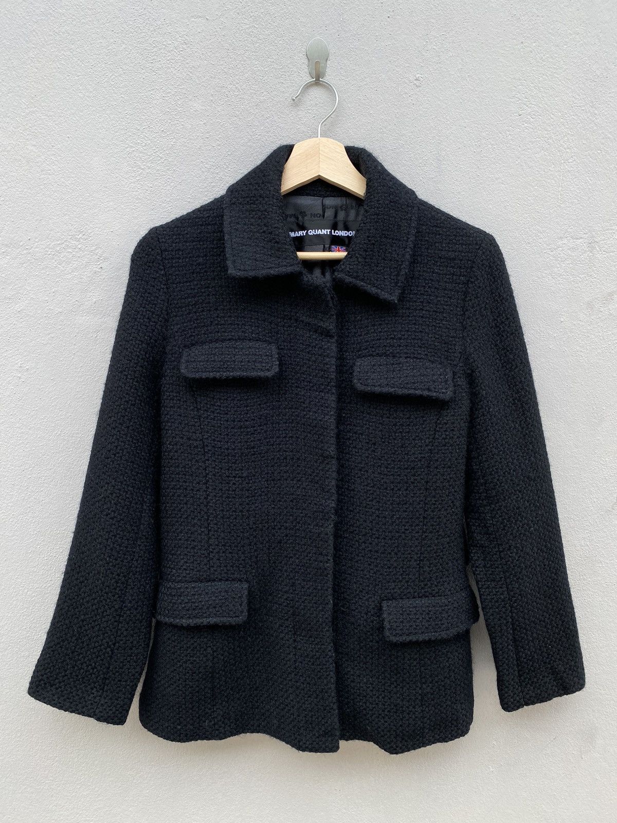 MARY QUANT LONDON Asymmetrical Pockets Tweed Coat Japan Made